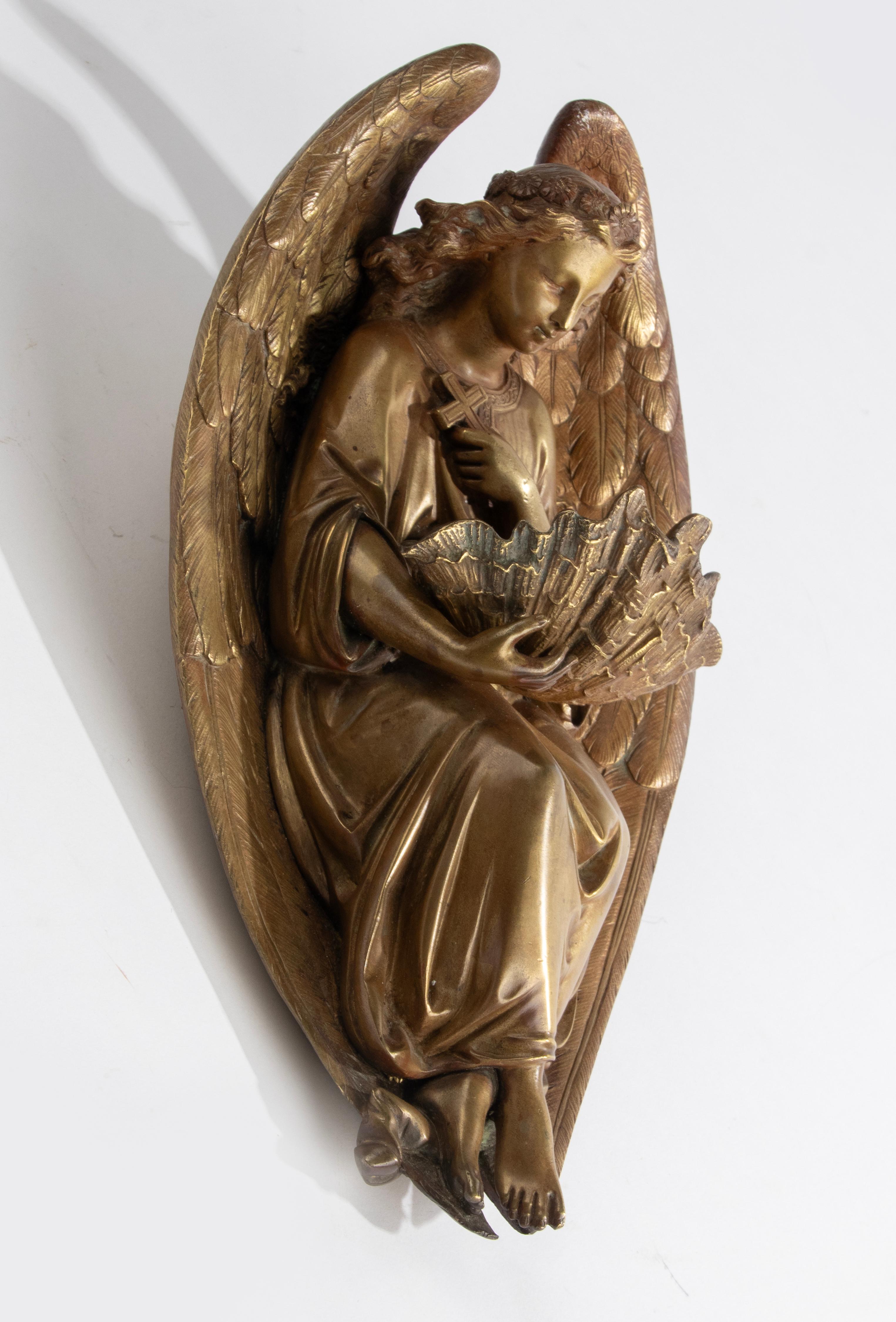 Late 19th Century Bronze Holy Water Font with Angel by Leblanc-Barbedienne For Sale 7
