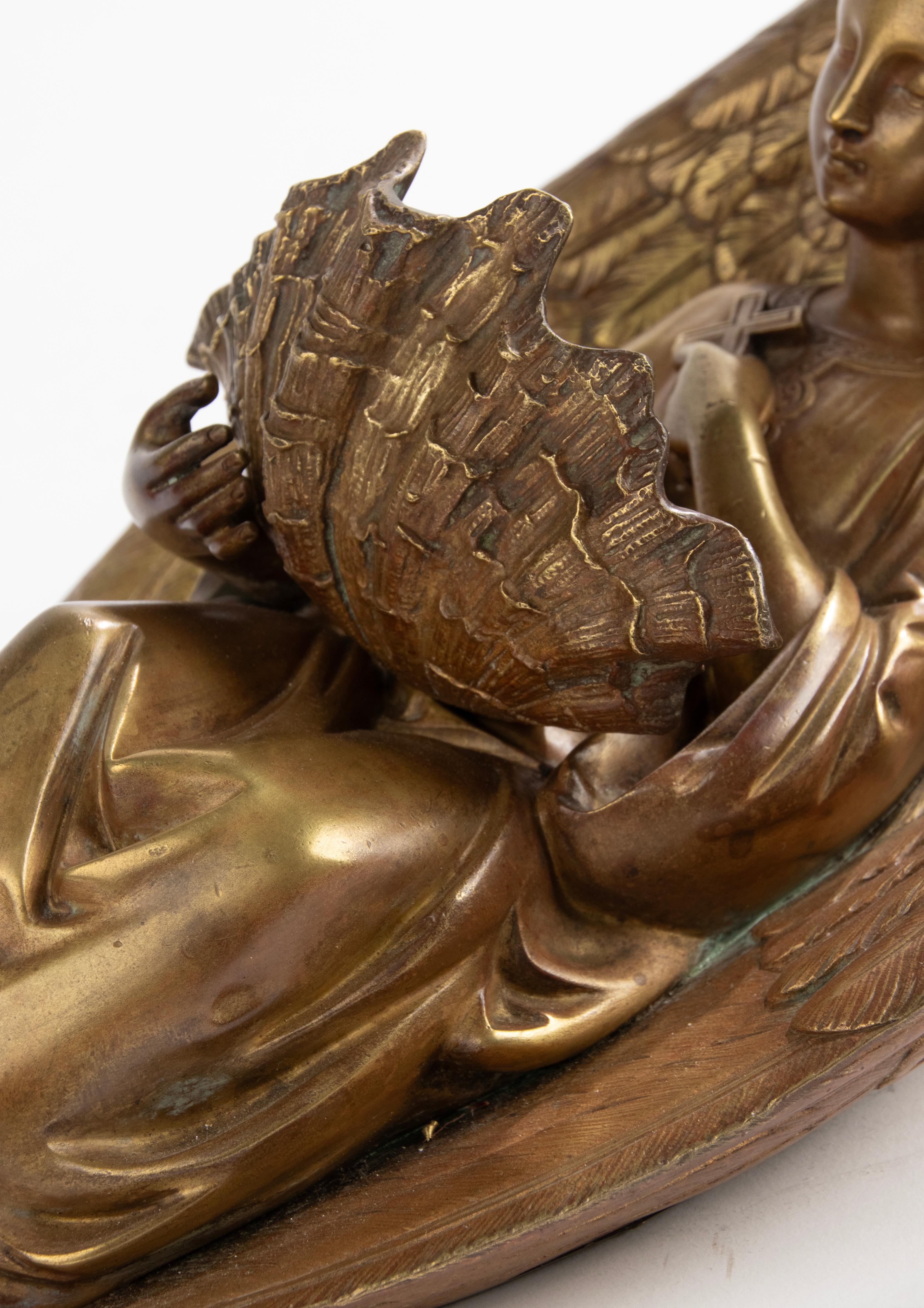 Fonts baptismaux en bronze de la fin du XIXe siècle avec ange par Leblanc-Barbedienne en vente 10