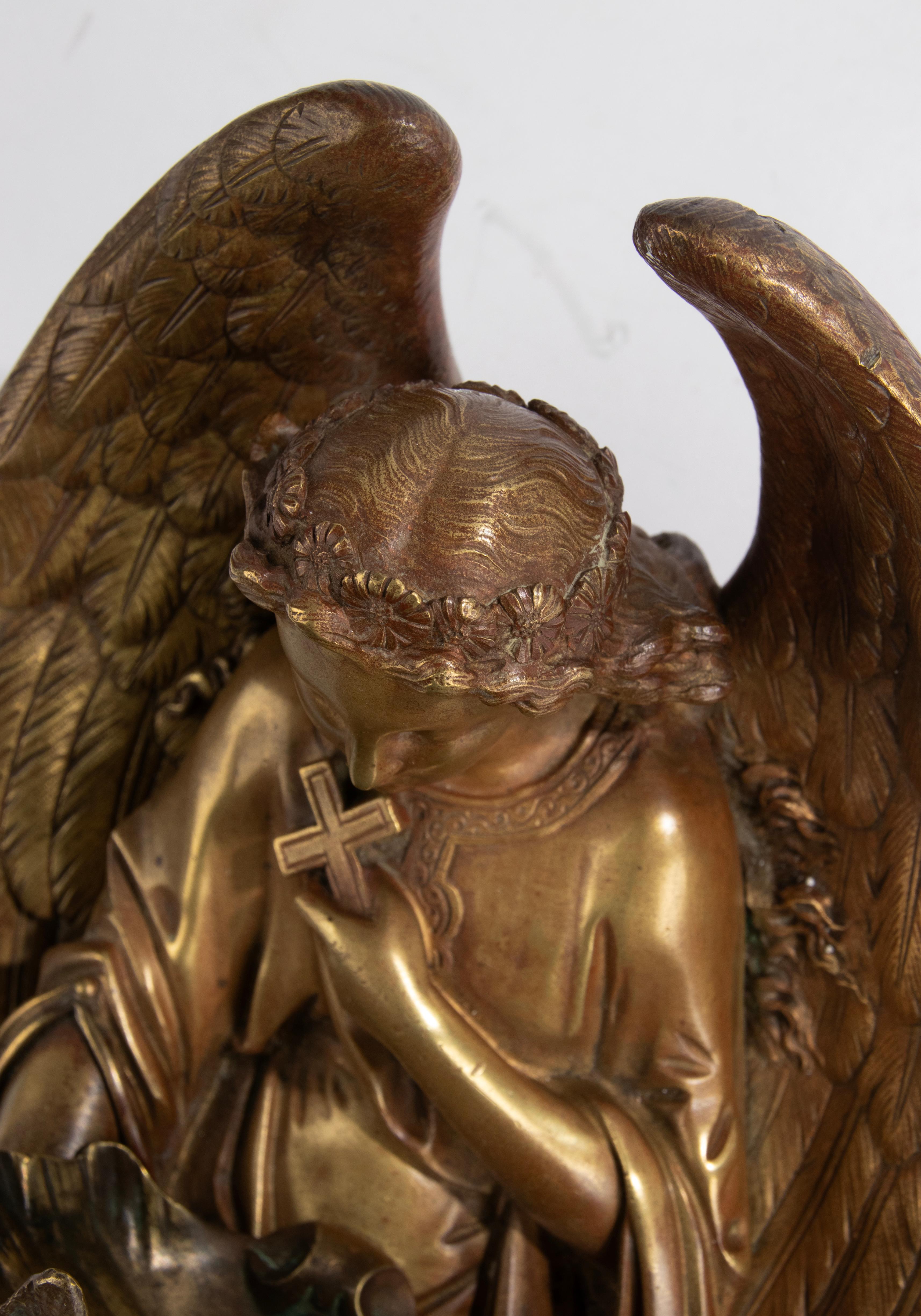Fonts baptismaux en bronze de la fin du XIXe siècle avec ange par Leblanc-Barbedienne en vente 11