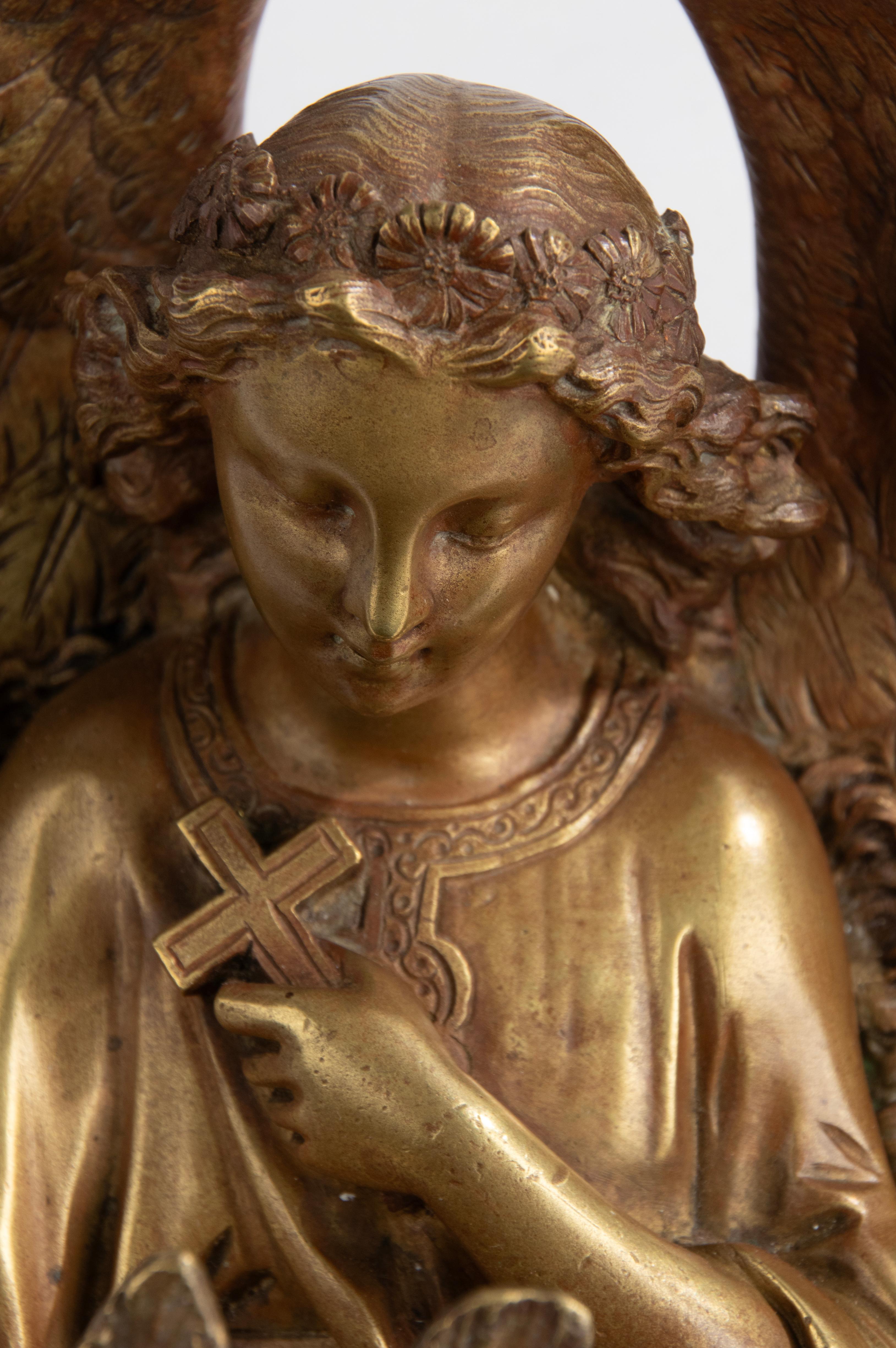 Late 19th Century Bronze Holy Water Font with Angel by Leblanc-Barbedienne For Sale 13