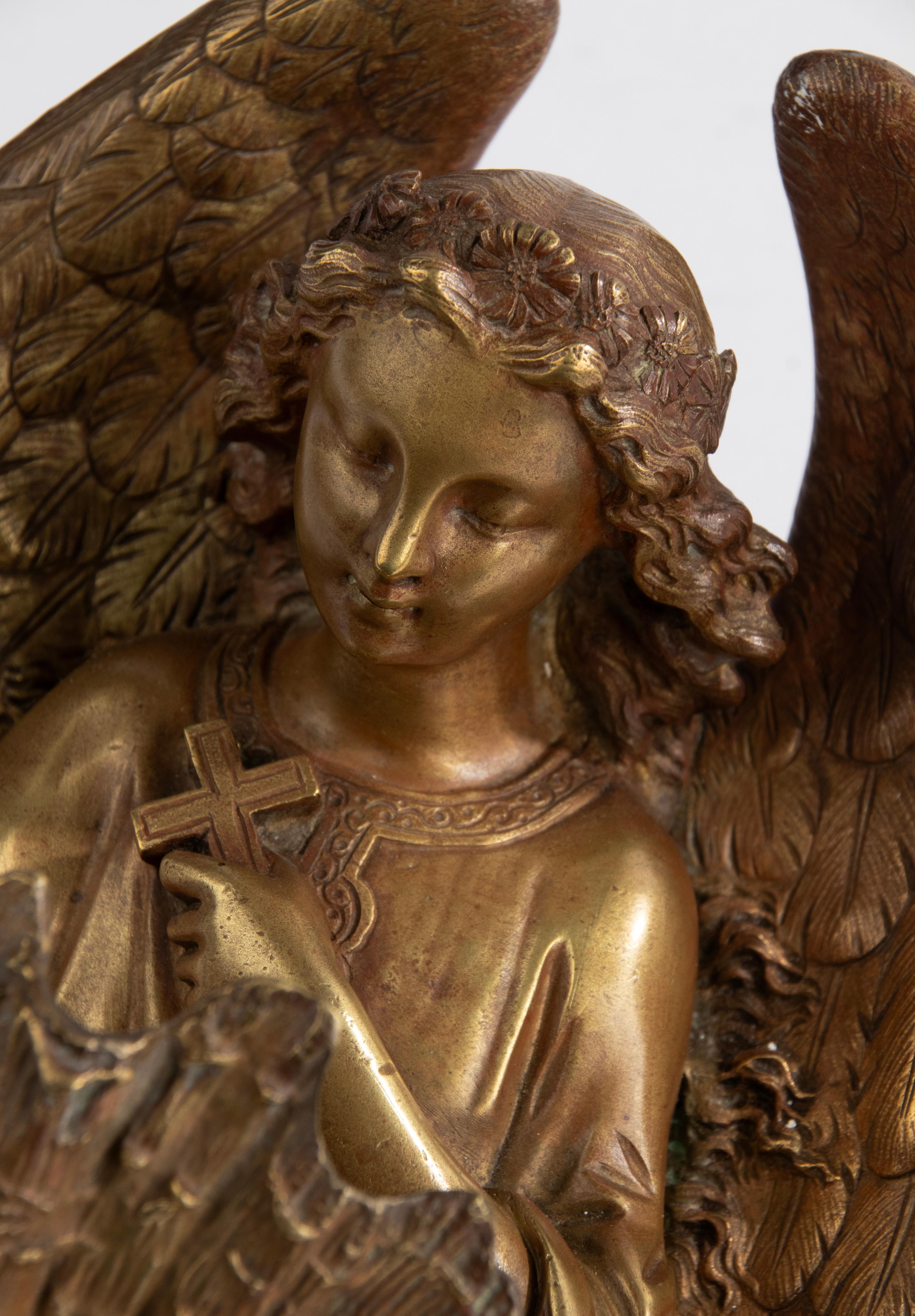 Bronze- Holy Water Font mit Engel aus dem späten 19. Jahrhundert von Leblanc-Barbedienne im Angebot 2
