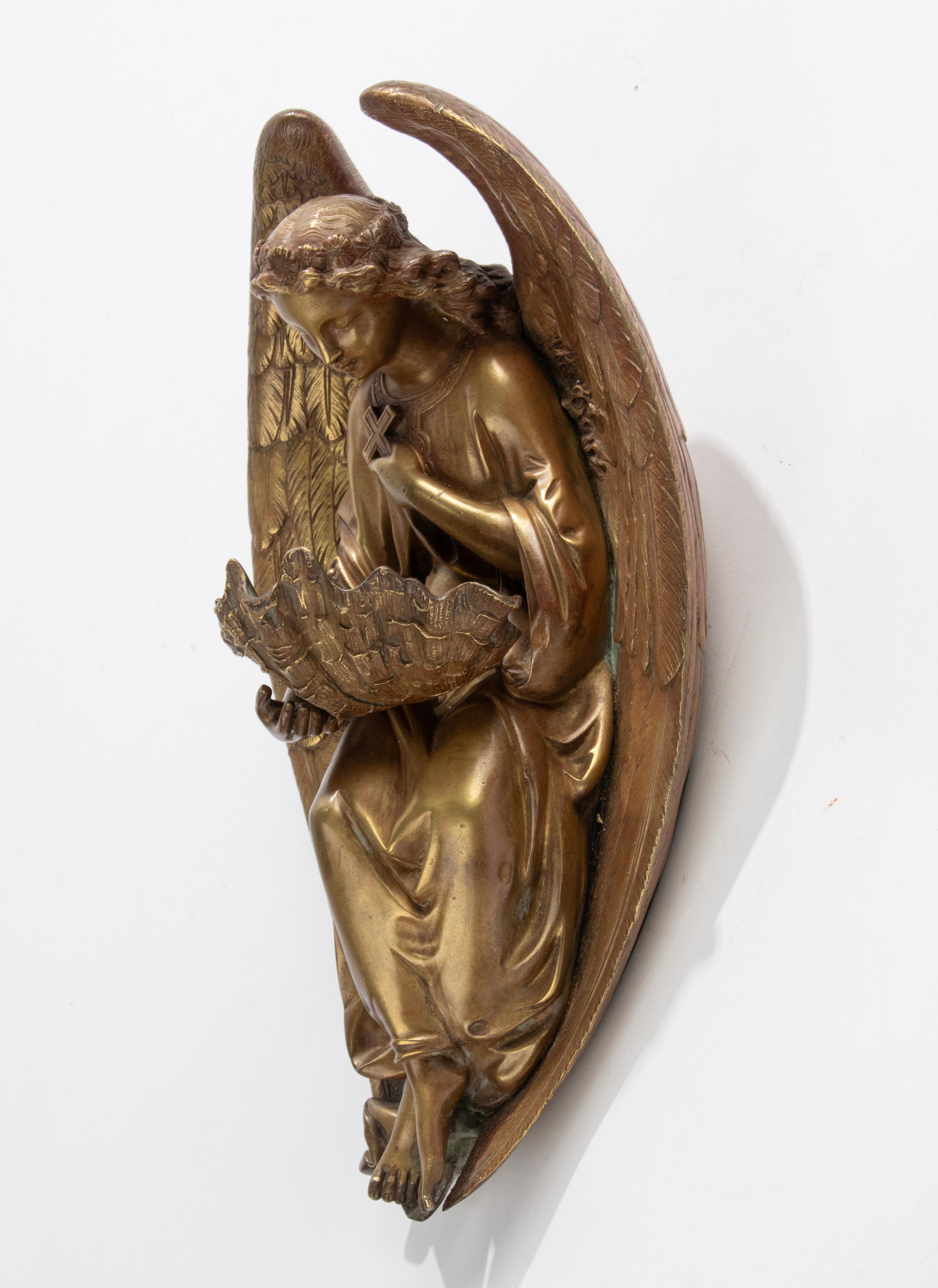 Bronze- Holy Water Font mit Engel aus dem späten 19. Jahrhundert von Leblanc-Barbedienne im Angebot 3
