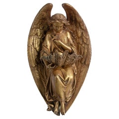 Retro Late 19th Century Bronze Holy Water Font with Angel by Leblanc-Barbedienne