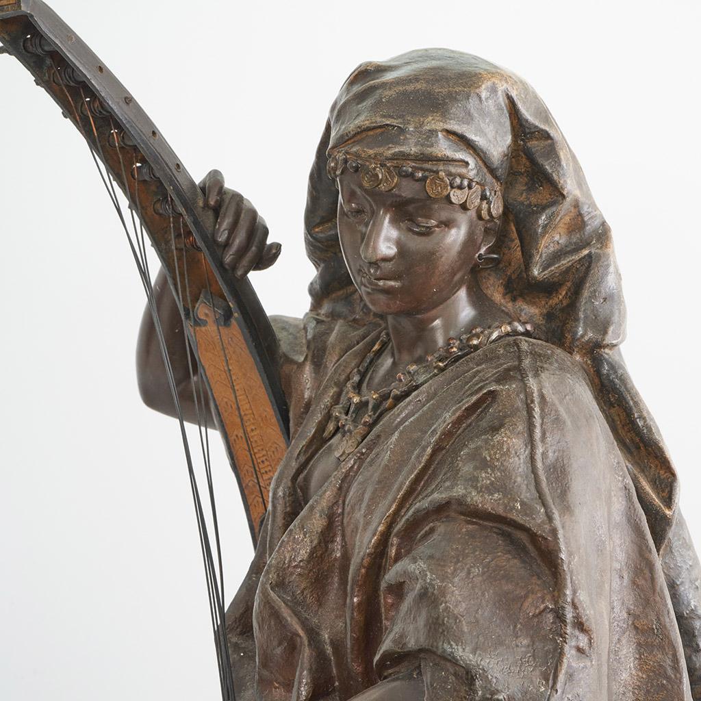 Late 19th Century Bronze 'Jeune Harpiste Arabique by Louis Hottot  For Sale 8