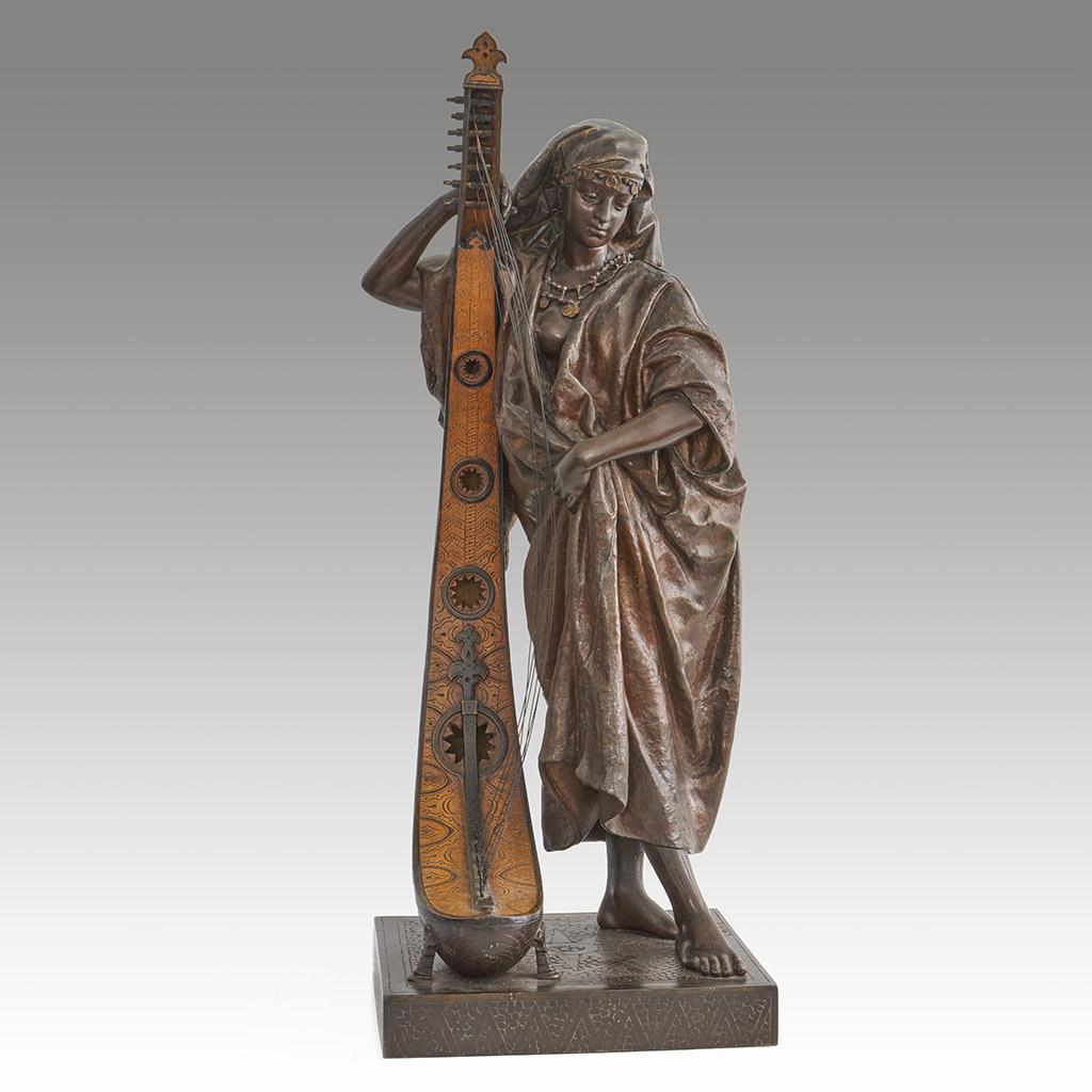 A late 19th Century cold painted bronze by Louis Hottot (1825 - 1905). Yellow enamel and spelter with brown, cream and grey patination. Signed L Hottot to base. 

Dimensions: H 77.5cm W 31cm D 25cm

Origin: French

Date: Circa 1880

Item Number: