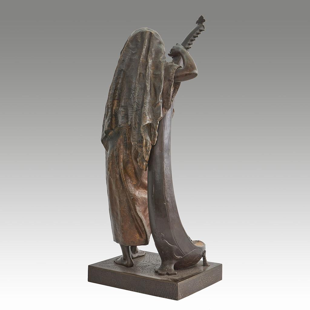Late 19th Century Bronze 'Jeune Harpiste Arabique by Louis Hottot  For Sale 1