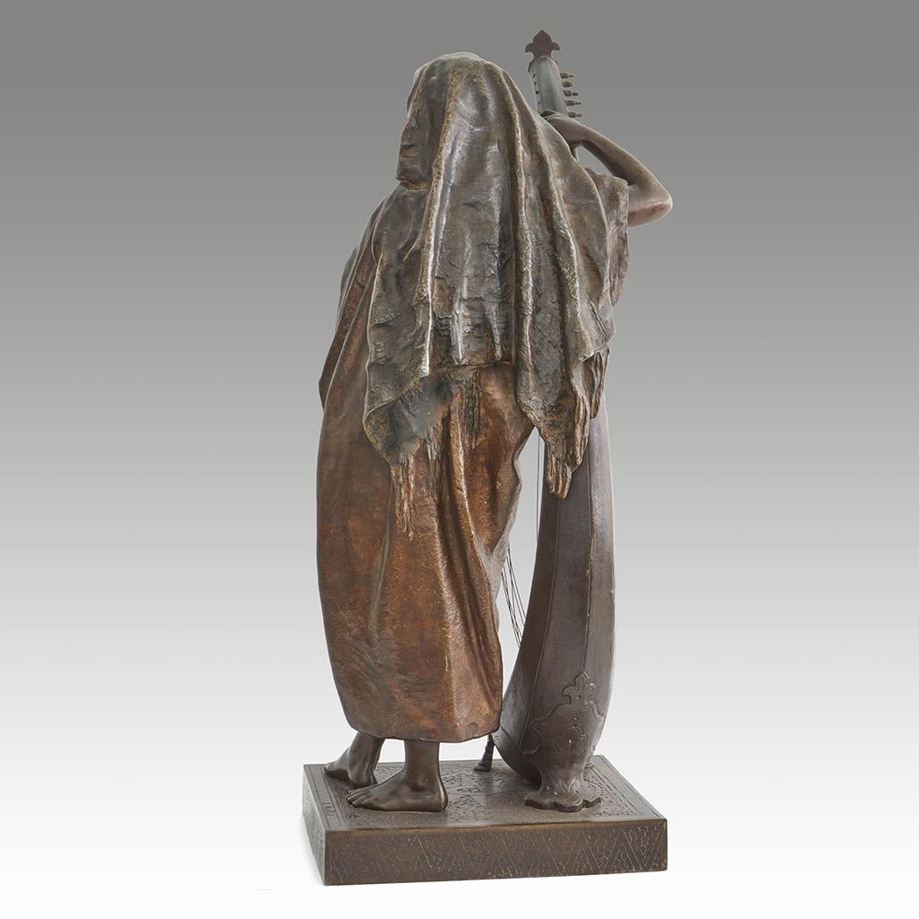 Late 19th Century Bronze 'Jeune Harpiste Arabique by Louis Hottot  For Sale 2