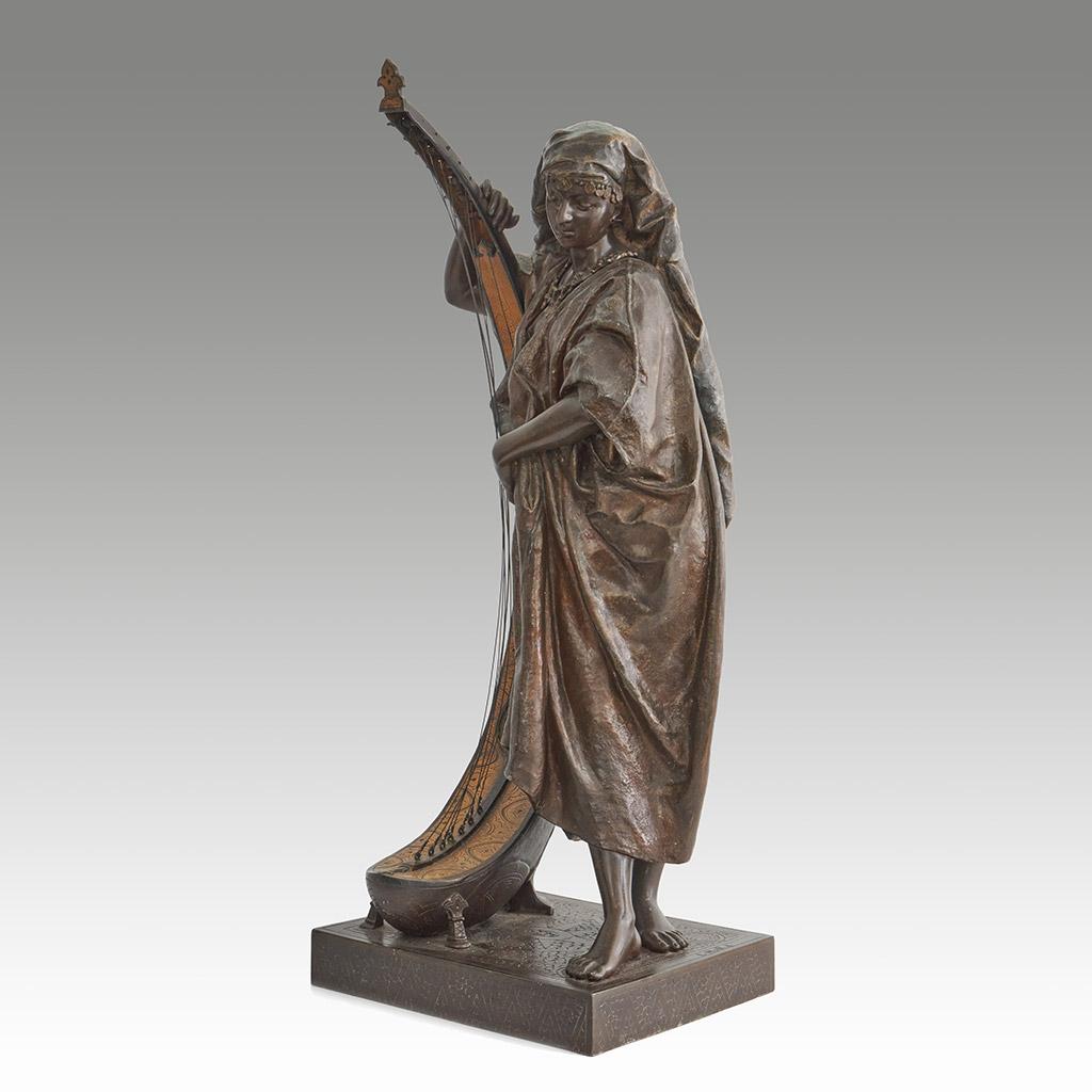 Late 19th Century Bronze 'Jeune Harpiste Arabique by Louis Hottot  For Sale 5