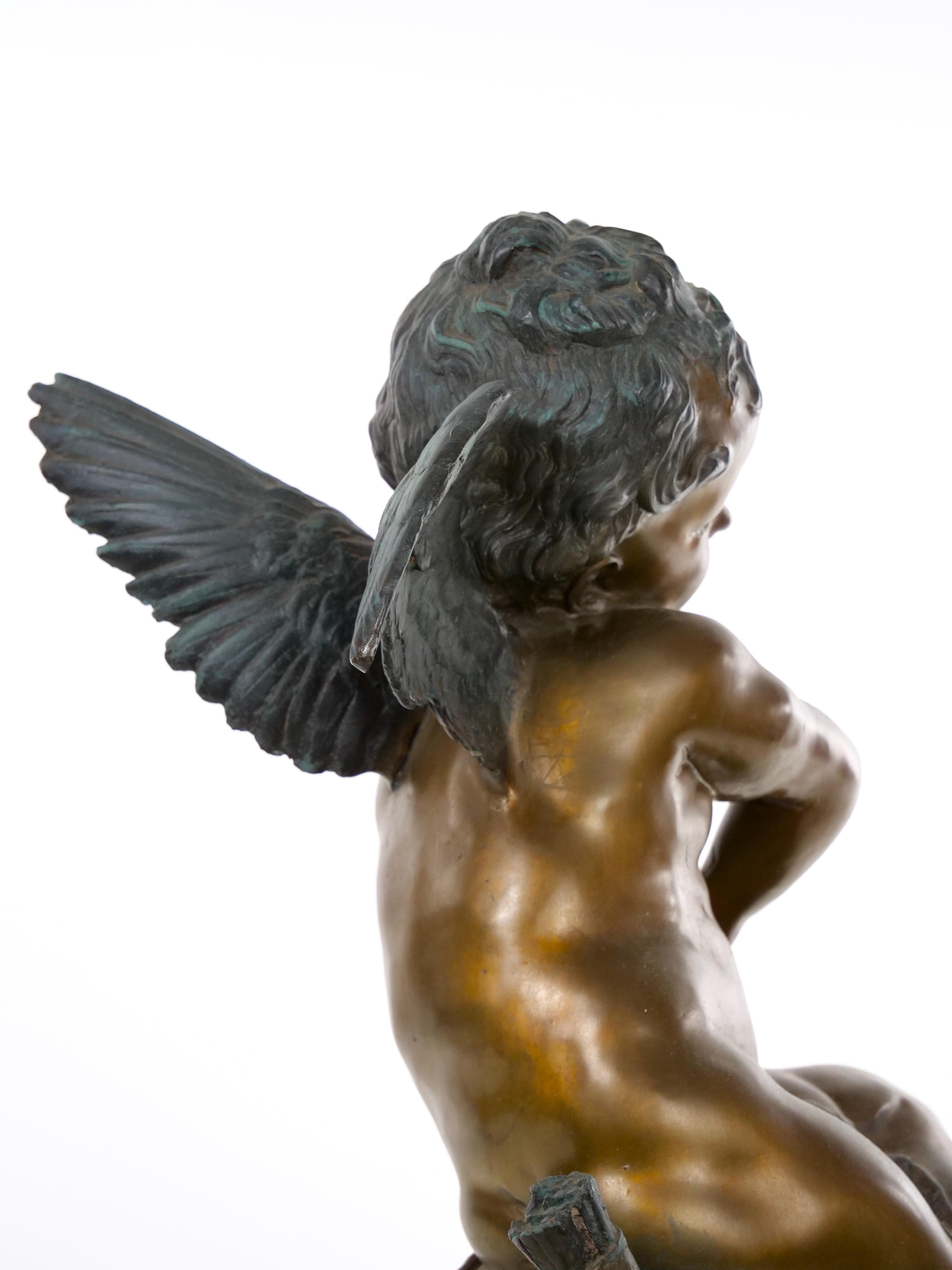 Scultura in bronzo e marmo della fine del XIX secolo in vendita 11