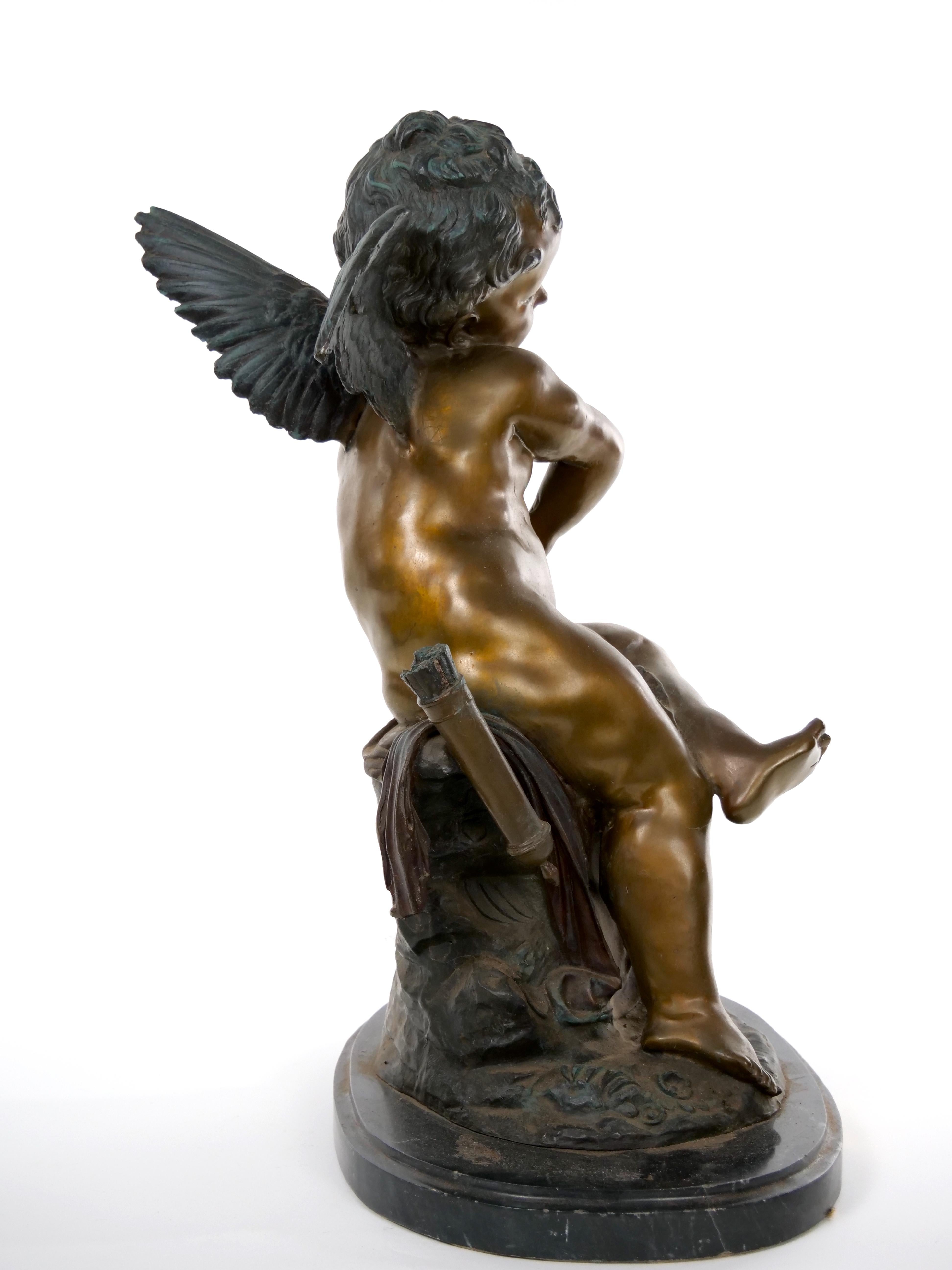 Bronze-/Marmorskulptur aus dem späten 19. Jahrhundert (Handgefertigt) im Angebot