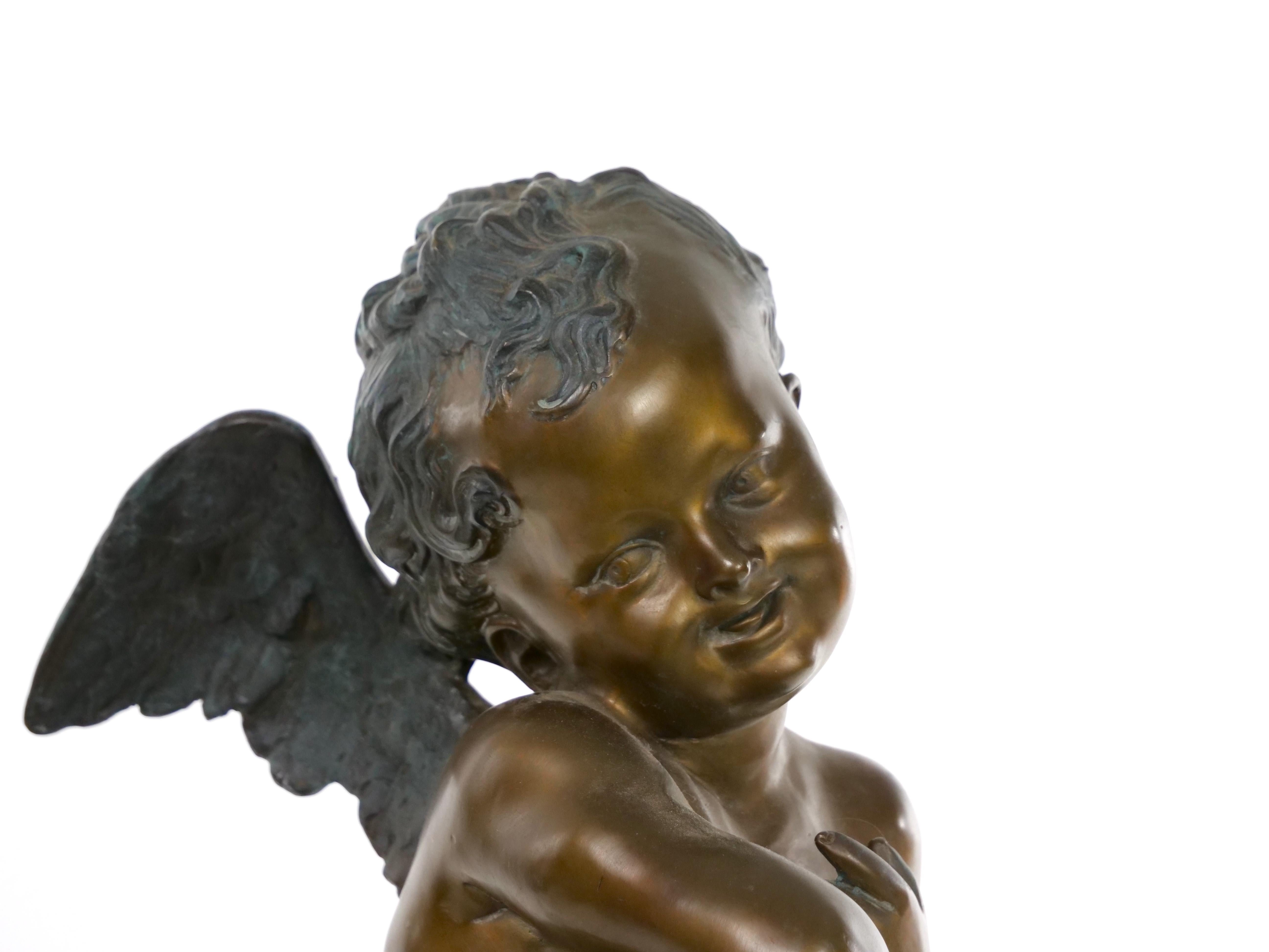 Scultura in bronzo e marmo della fine del XIX secolo in vendita 3