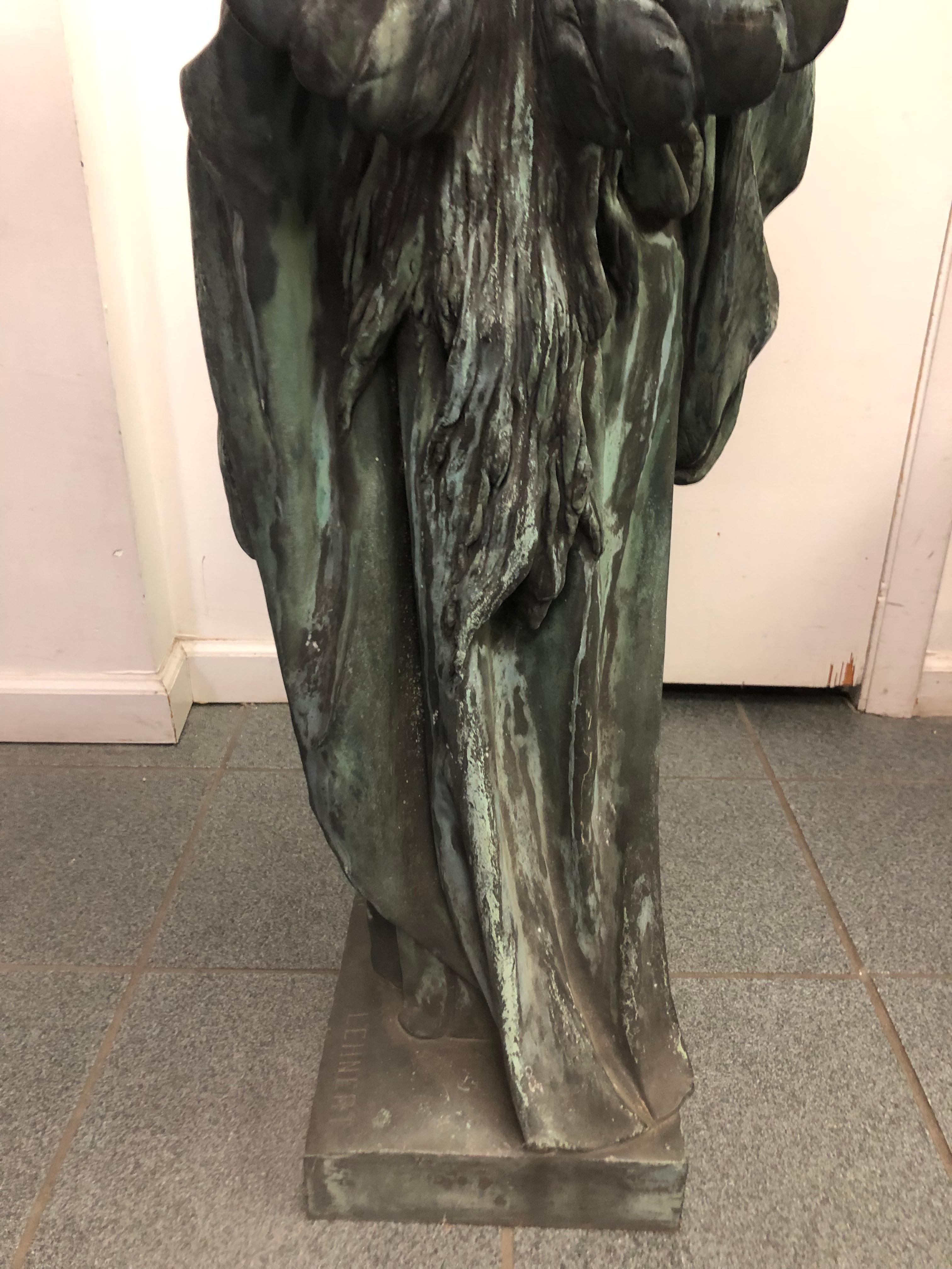 Late 19th Century Bronze over Copper Guardian or Praying Angel at ...