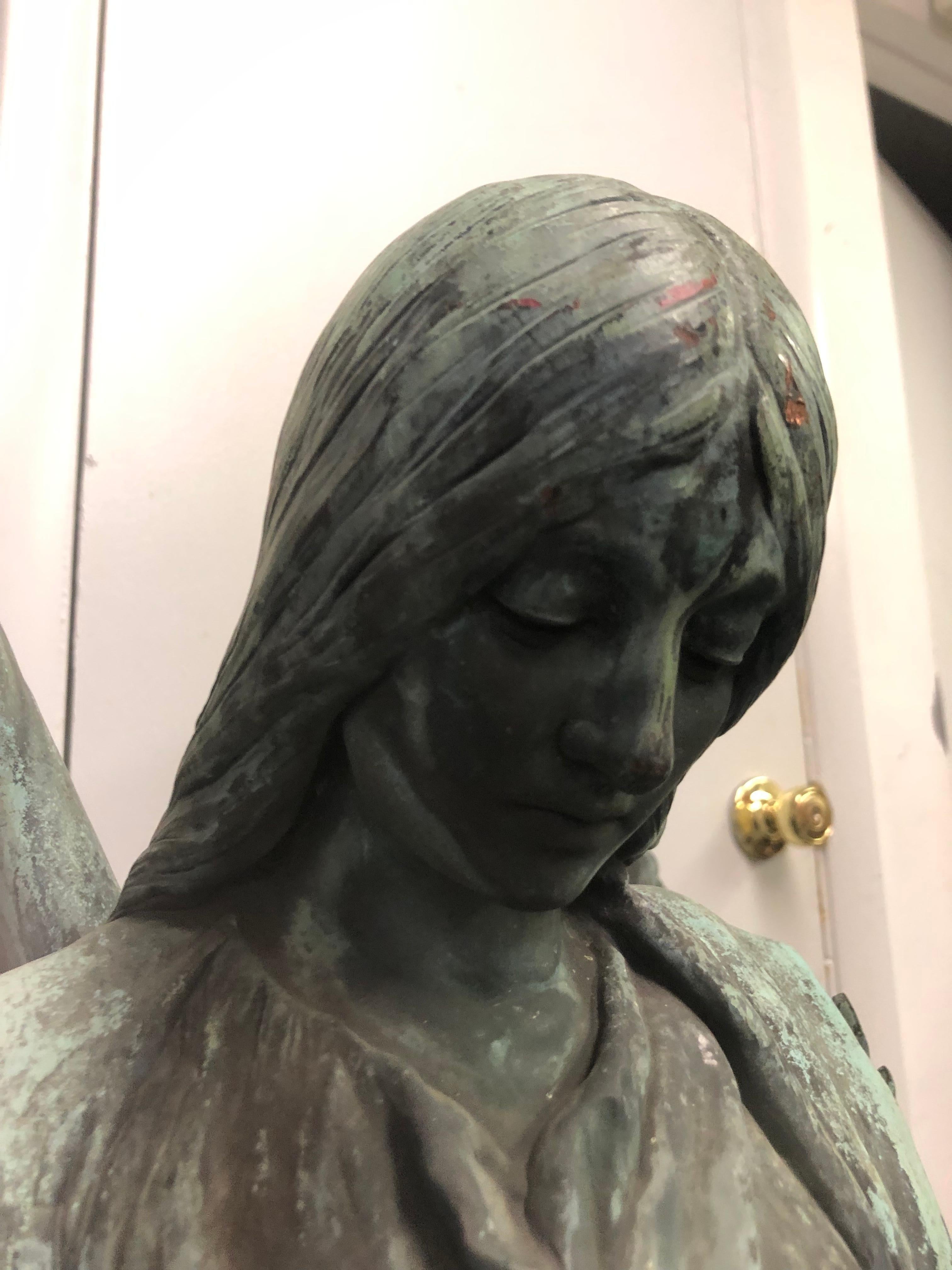 Late 19th Century Bronze over Copper Guardian or Praying Angel at ...