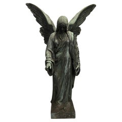 Late 19th Century Bronze over Copper Guardian or Praying Angel 