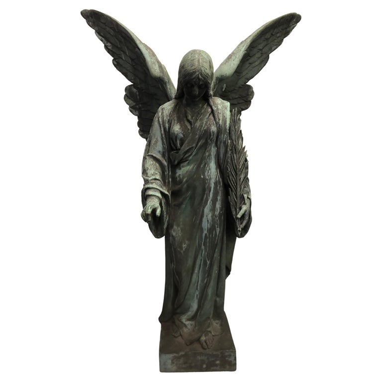 Late 19th Century Bronze over Copper Guardian or Praying Angel at 1stDibs