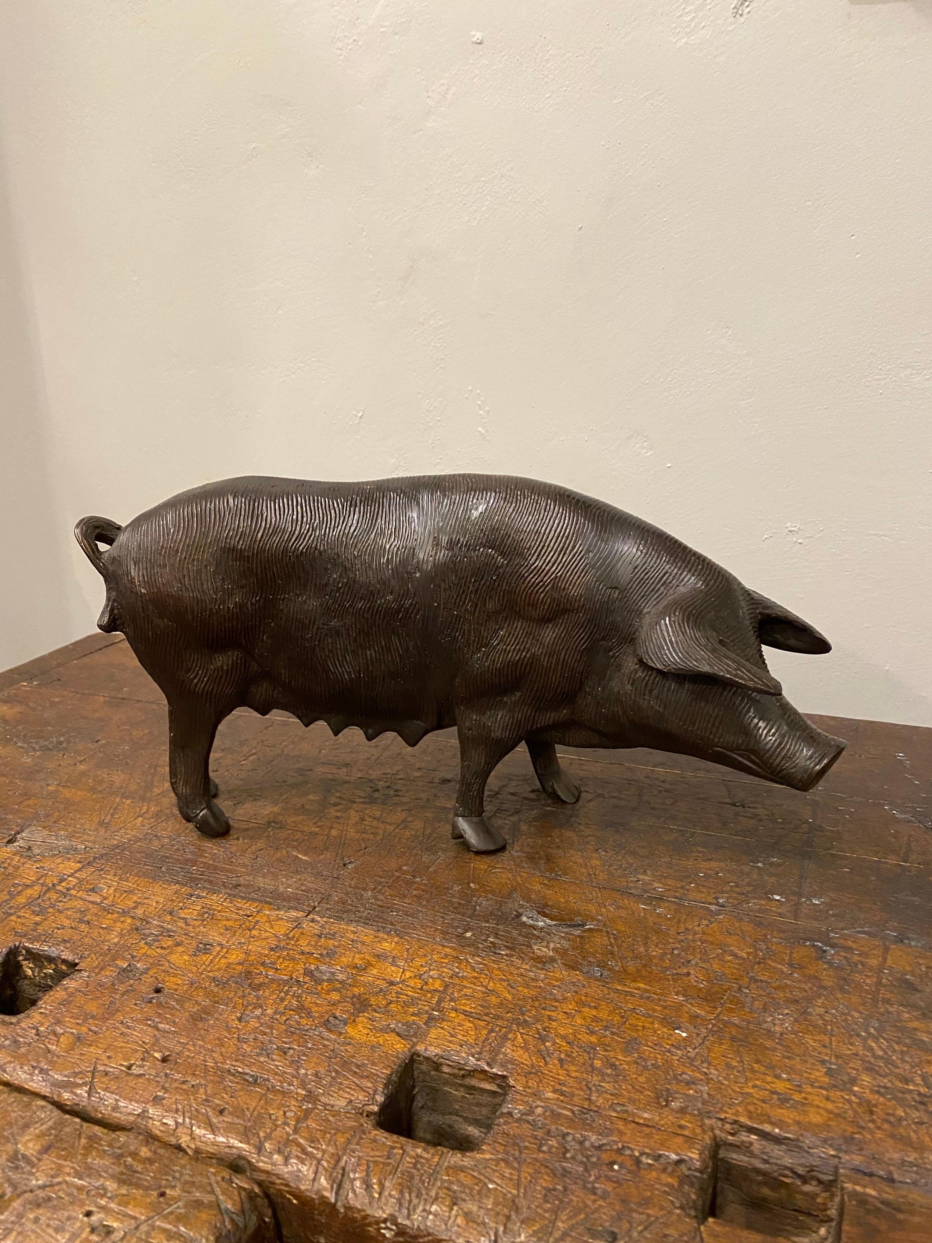 Folk Art Late 19th Century Bronze Pig