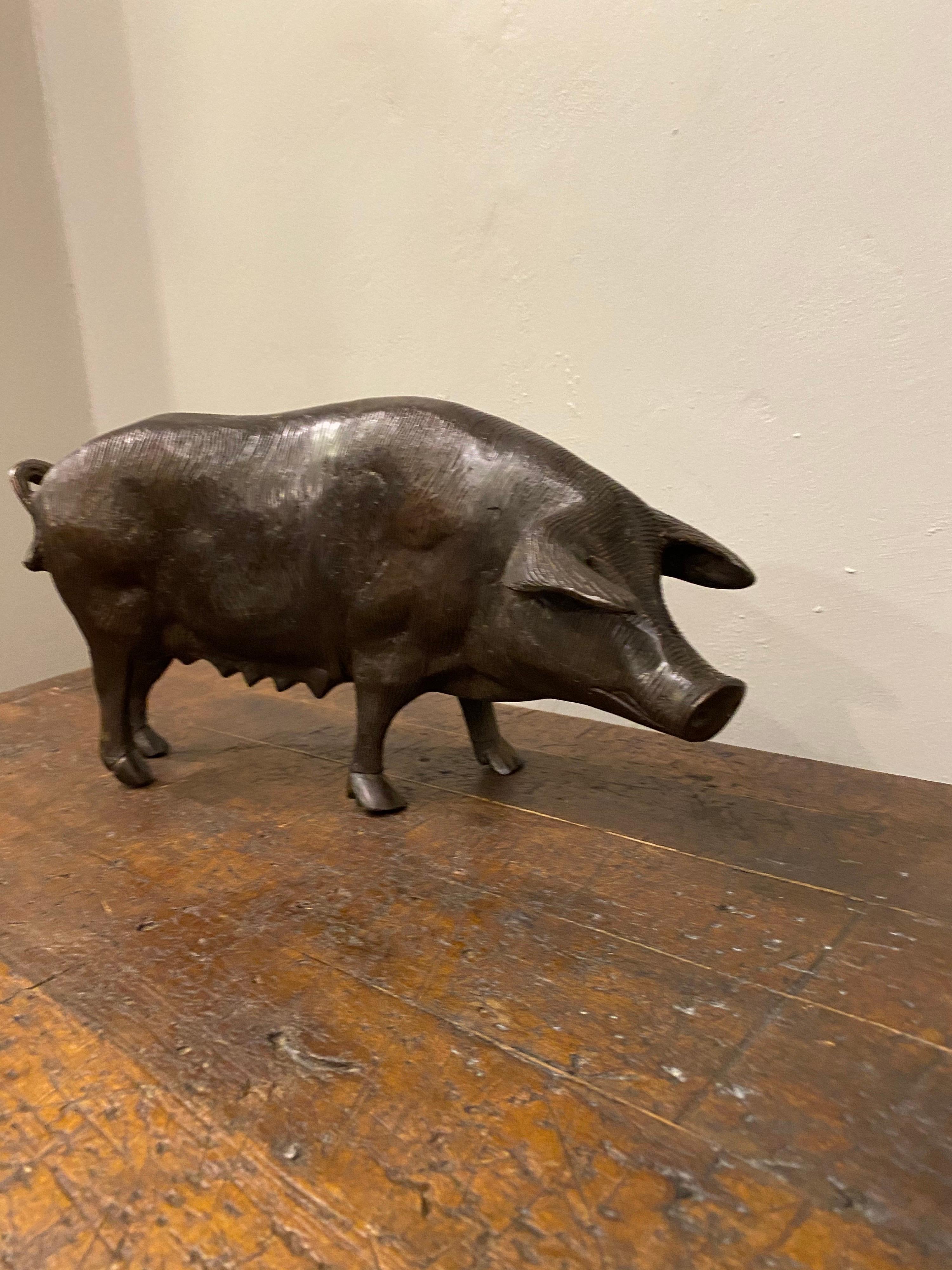 Cast Late 19th Century Bronze Pig