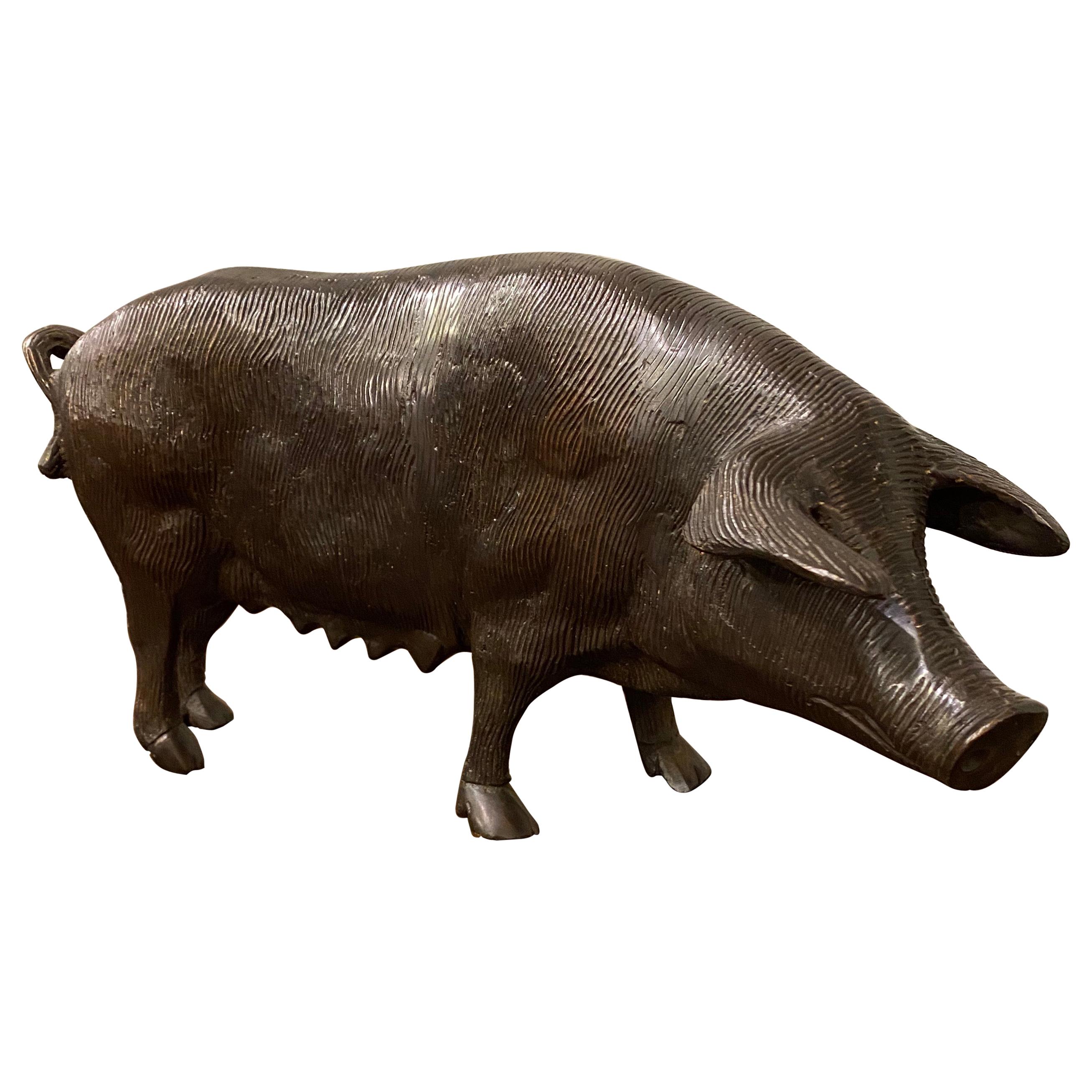 Late 19th Century Bronze Pig