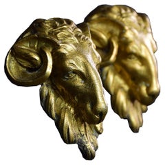 Antique Late 19th Century Bronze Rams Head Fragments