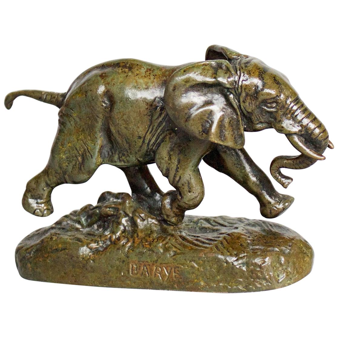 Late 19th Century Bronze Sculpture 'Elephant du Senegal' by Antoine-Louis Barye