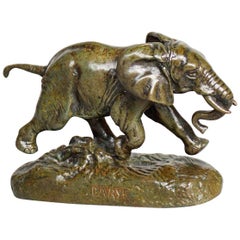 Late 19th Century Bronze Sculpture 'Elephant du Senegal' by Antoine-Louis Barye