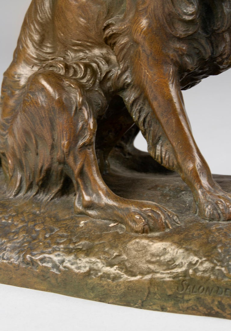 Late 19th Century Bronze Sculpture French Setter Dog, Masson For Sale 12
