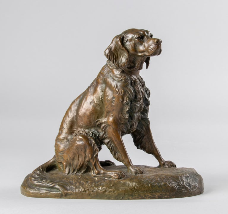 Late 19th Century Bronze Sculpture French Setter Dog, Masson For Sale 14