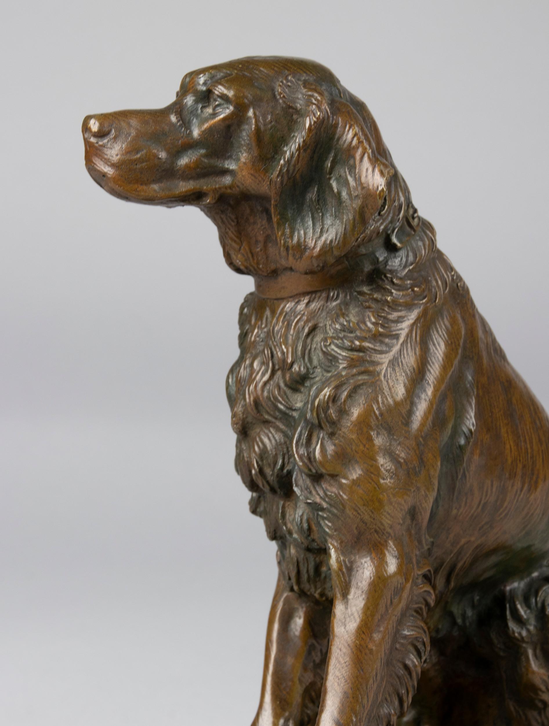 Late 19th Century Bronze Sculpture French Setter Dog, Masson In Good Condition In Casteren, Noord-Brabant