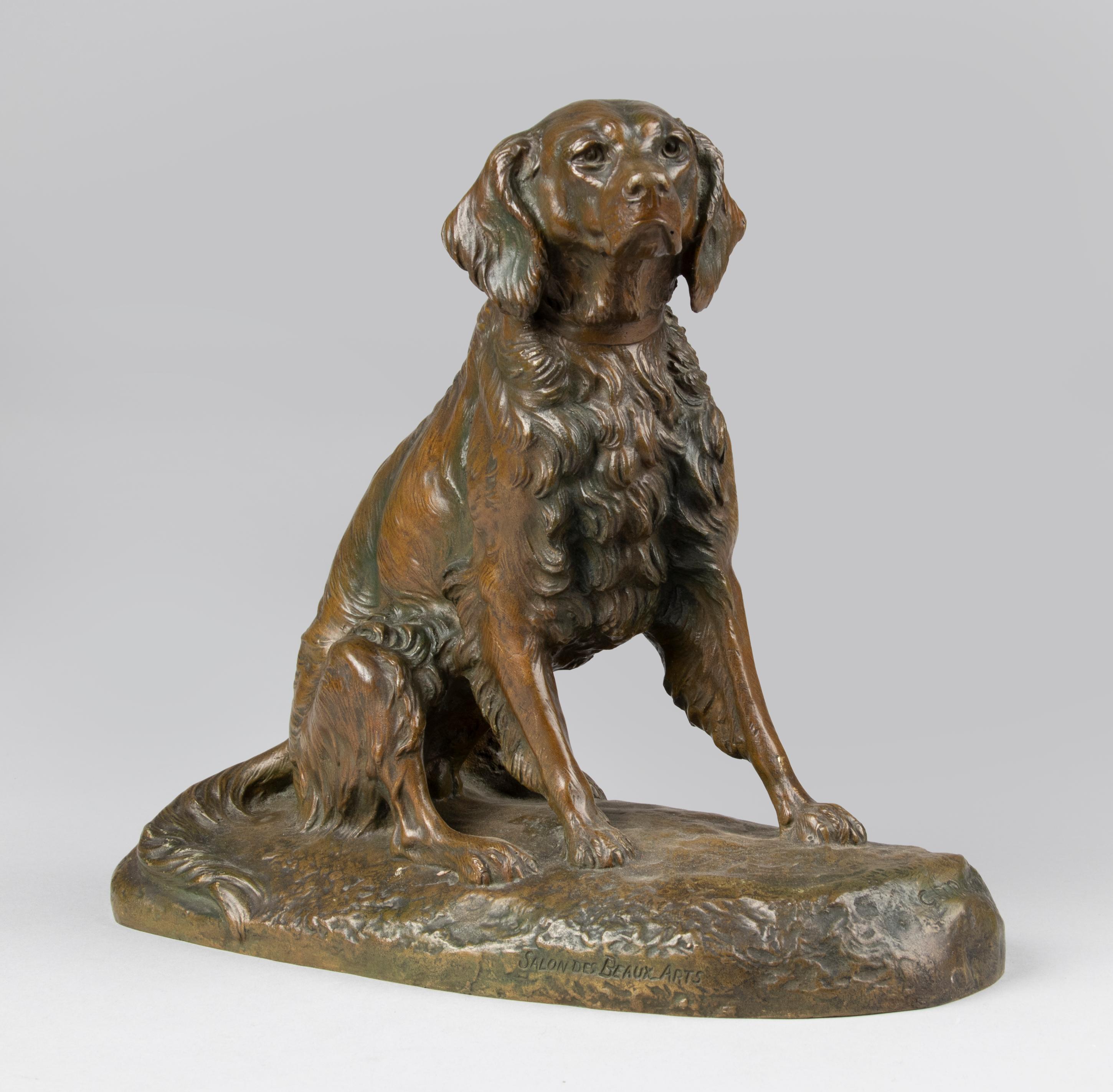 Cast Late 19th Century Bronze Sculpture French Setter Dog, Masson