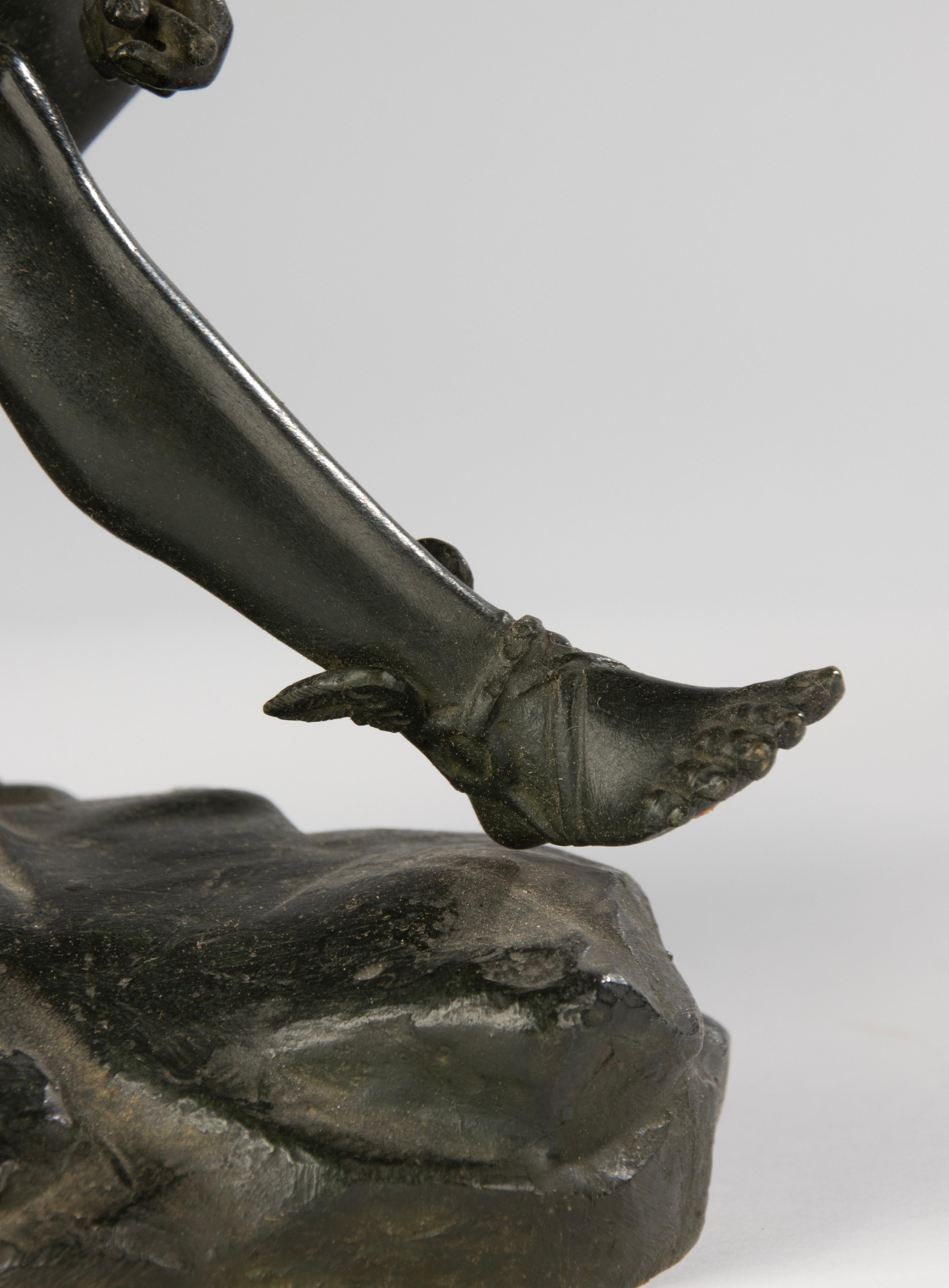 Scultura in bronzo della fine del XIX secolo - Hermes - Francia In condizioni buone in vendita a Casteren, Noord-Brabant