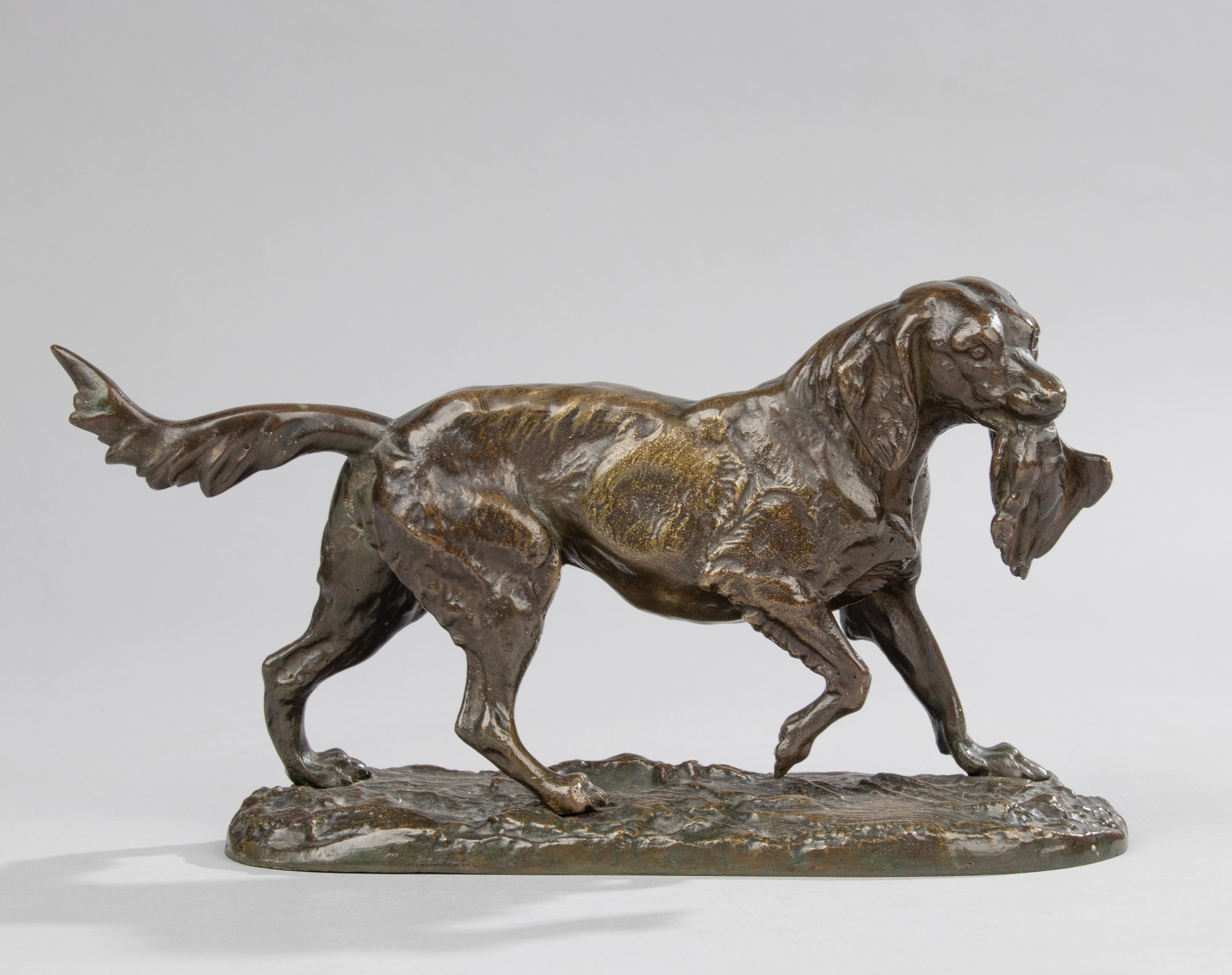 Belle Époque Late 19th Century Bronze Sculpture Hunting Dog