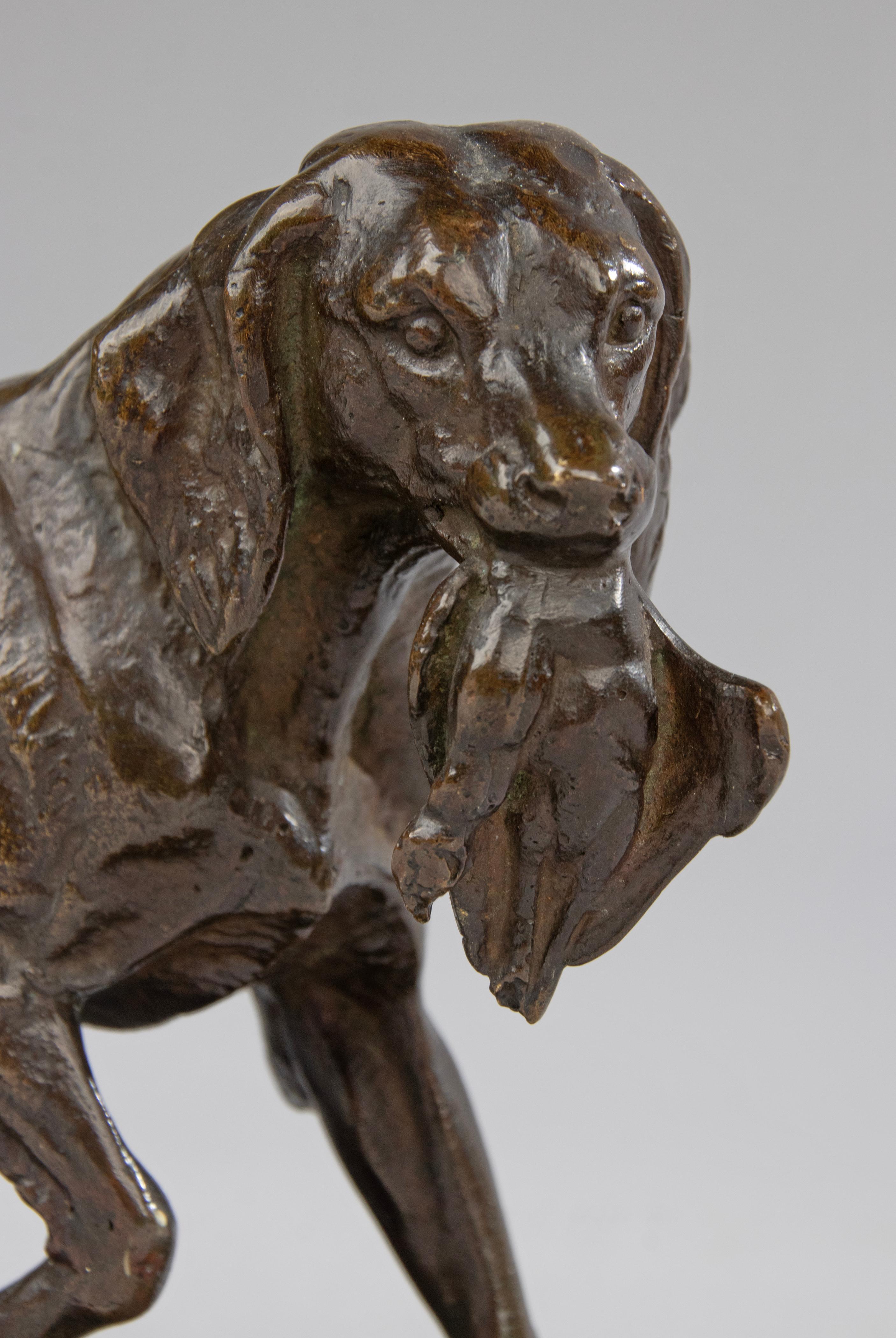 Cast Late 19th Century Bronze Sculpture Hunting Dog