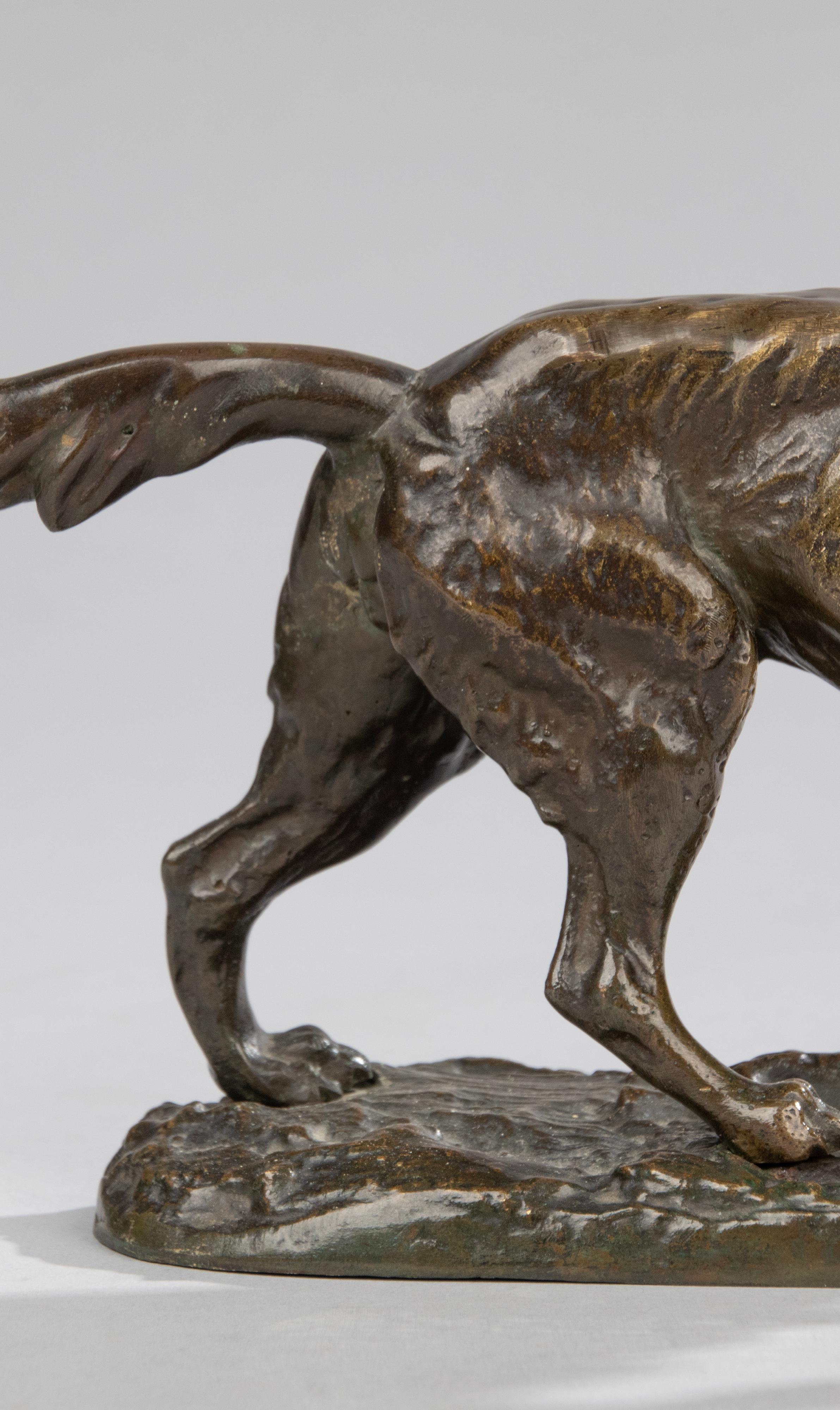 Late 19th Century Bronze Sculpture Hunting Dog In Good Condition In Casteren, Noord-Brabant