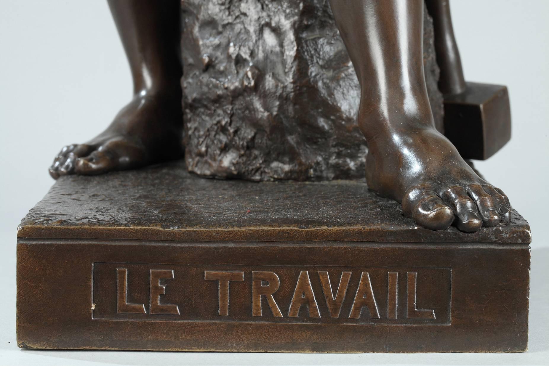 Late 19th Century Bronze Sculpture, Le Travail Signed Moreau 1