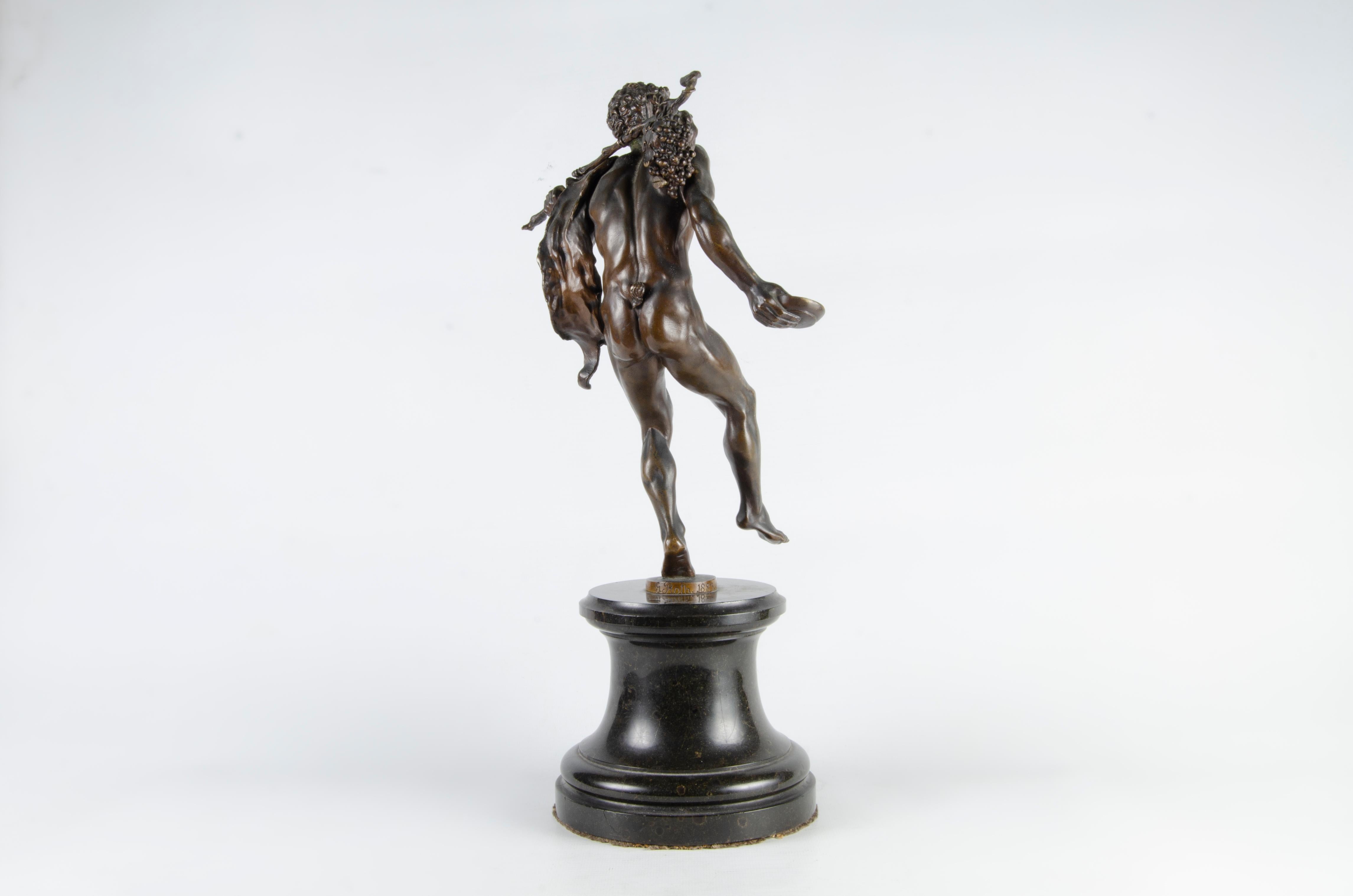 Allemand Sculpture en bronze de la fin du XIXe siècle représentant un Satyre/Faune dansant, par G. Roth, Allemagne en vente