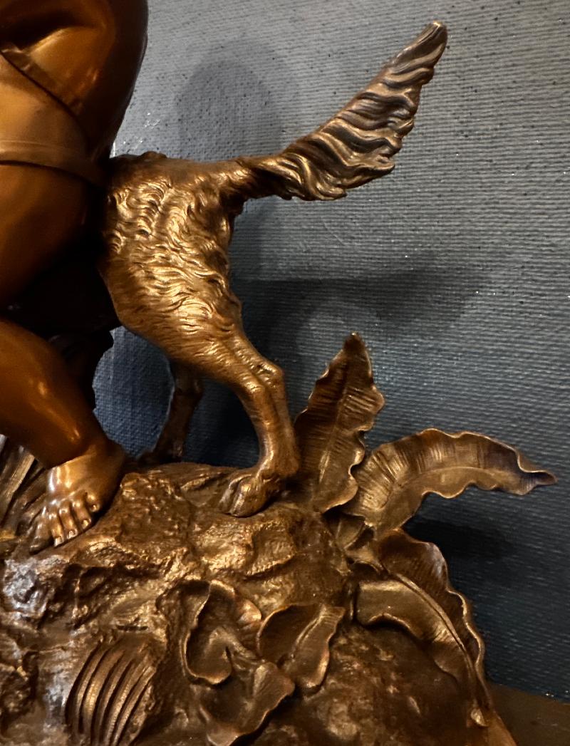 Scultura in bronzo di fine Ottocento di Child & Child con cane di Auguste Joseph Peiffer In condizioni buone in vendita a Middleburg, VA