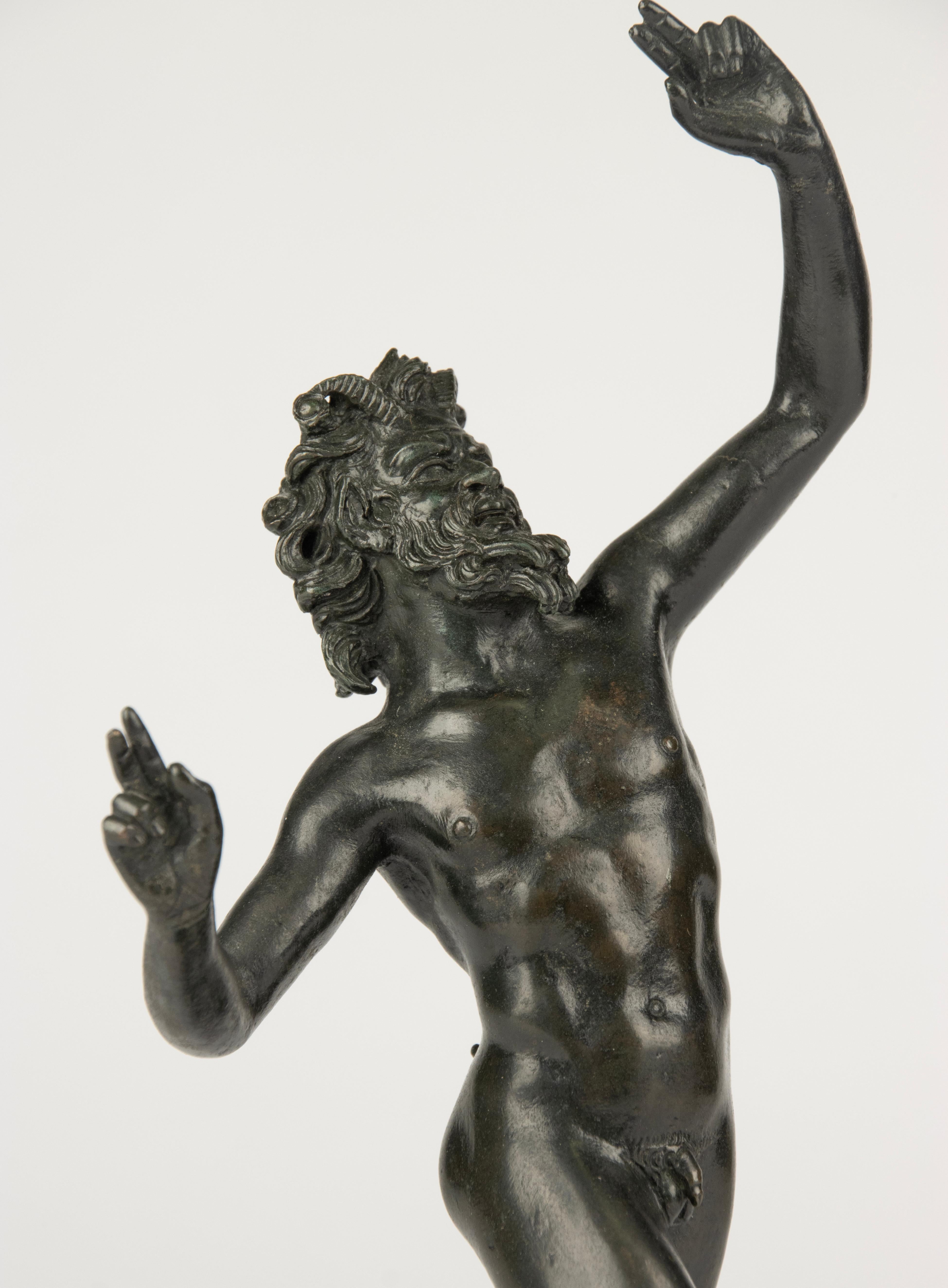 Classical Roman Late 19th Century Bronze Sculpture - The Dancing Faun of Pompeii
