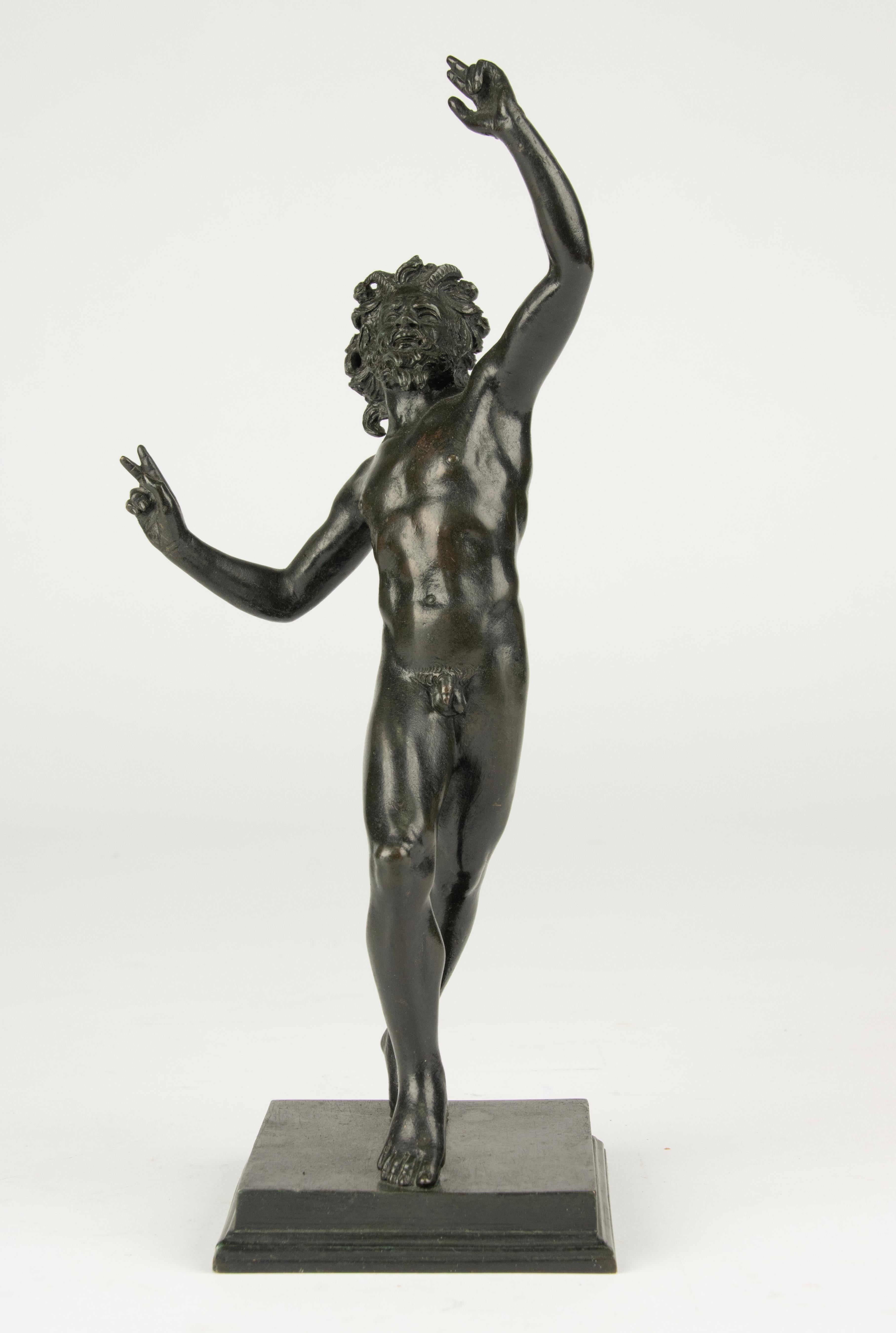 Hand-Crafted Late 19th Century Bronze Sculpture - The Dancing Faun of Pompeii