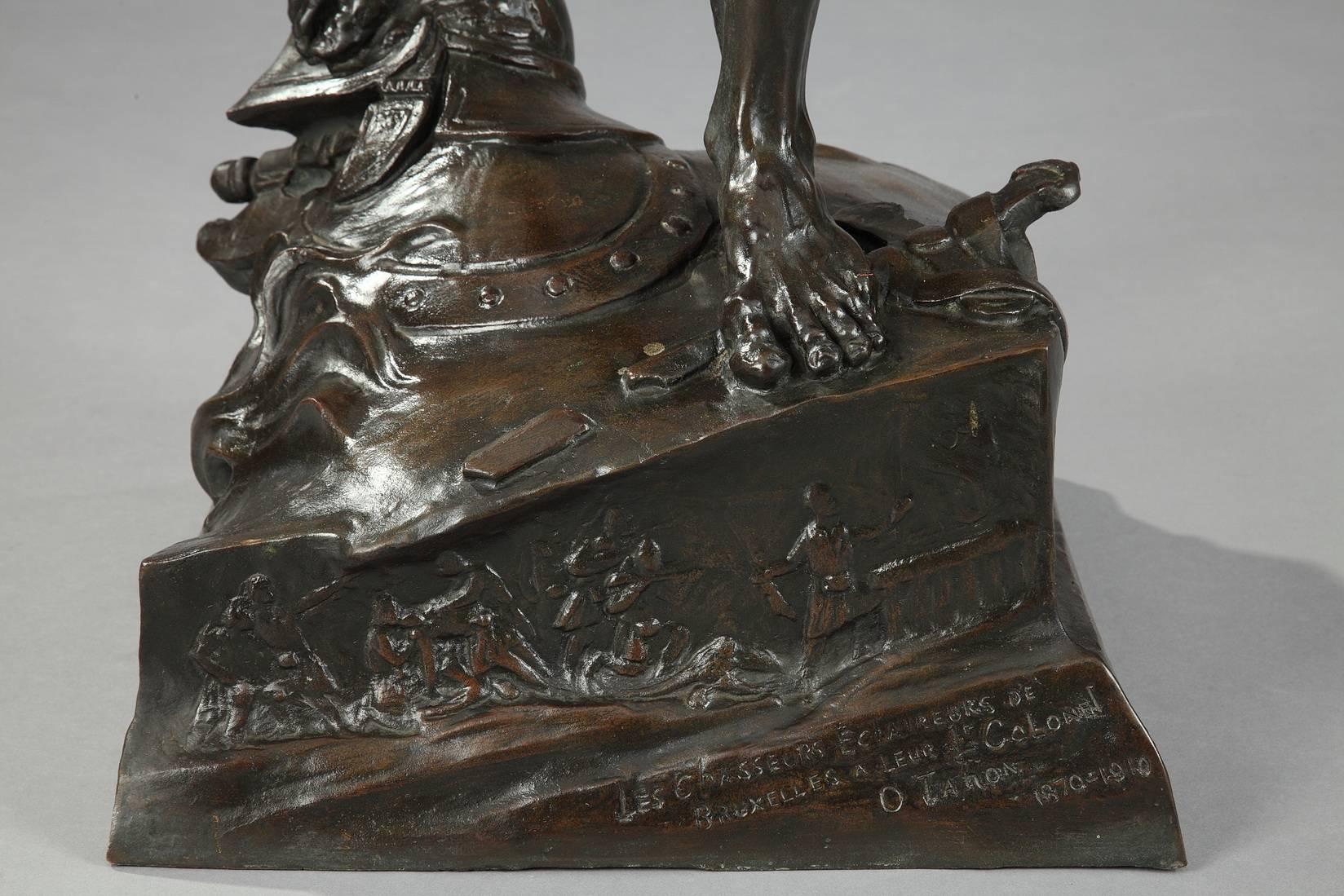 Art Nouveau Late 19th Century Bronze Sculpture The Warrior by Auguste de Wever For Sale