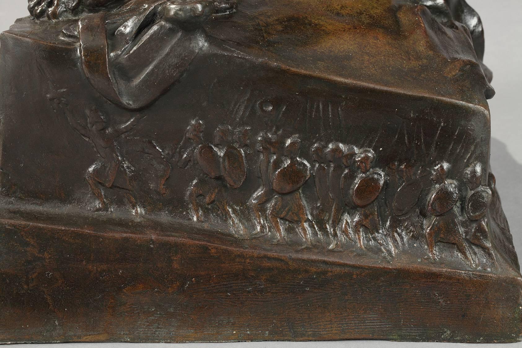 Patiné Sculpture en bronze de la fin du XIXe siècle The Warrior par Auguste de Wever en vente