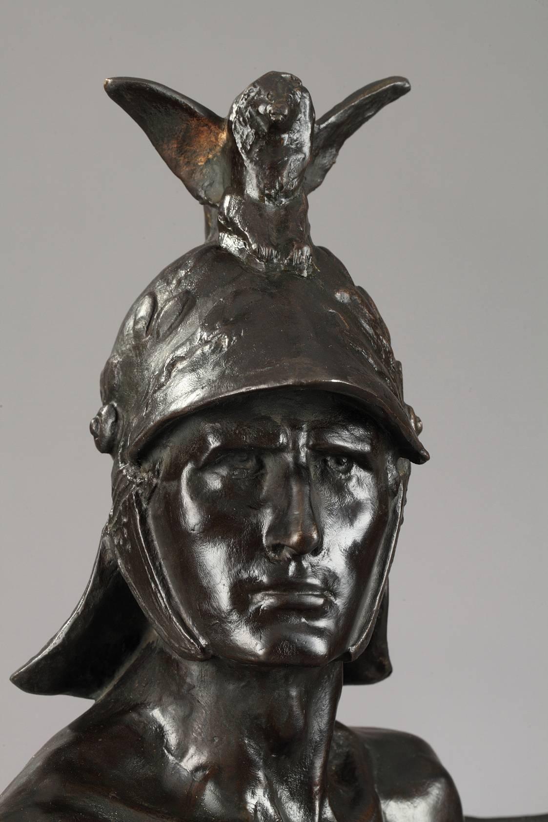 Sculpture en bronze de la fin du XIXe siècle The Warrior par Auguste de Wever en vente 1