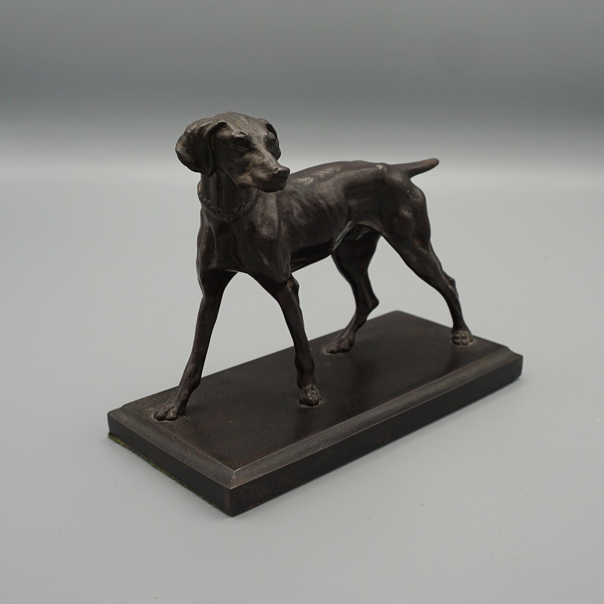 French Late 19th Century Bronze Standing Pointer  For Sale