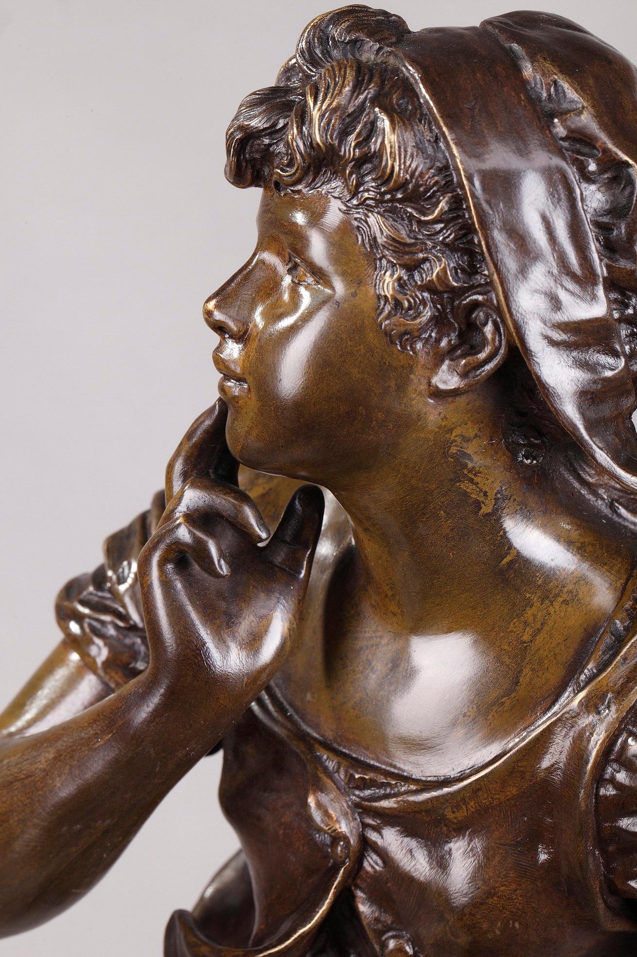 Statue en bronze de la fin du XIXe siècle:: Le chant de l'alouette par Hippolyte Moreau 6