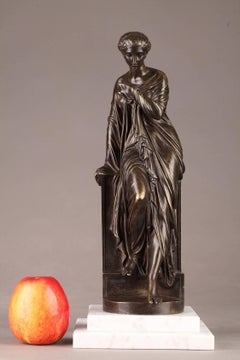 Statue en bronze de la fin du XIXe siècle, Suzanne par Eugene-Antoine Aizelin