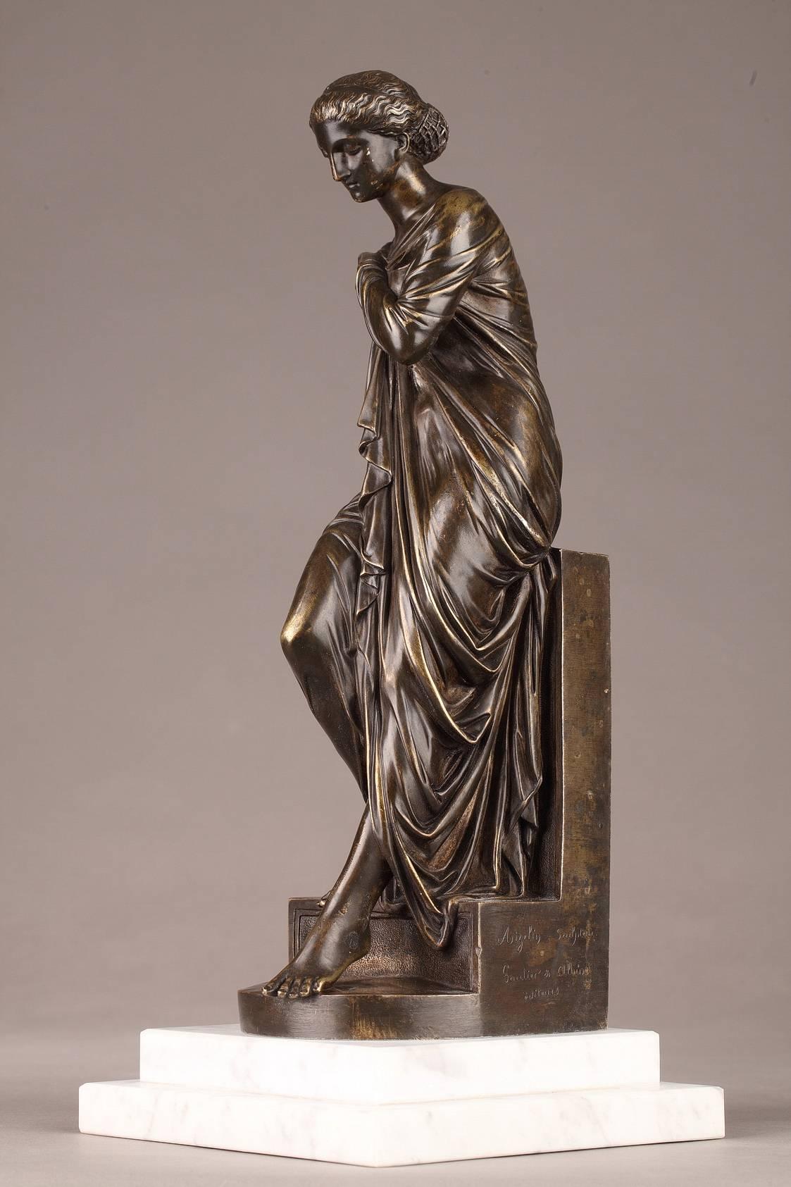 Néoclassique Statue en bronze de la fin du XIXe siècle, Suzanne par Eugene-Antoine Aizelin en vente