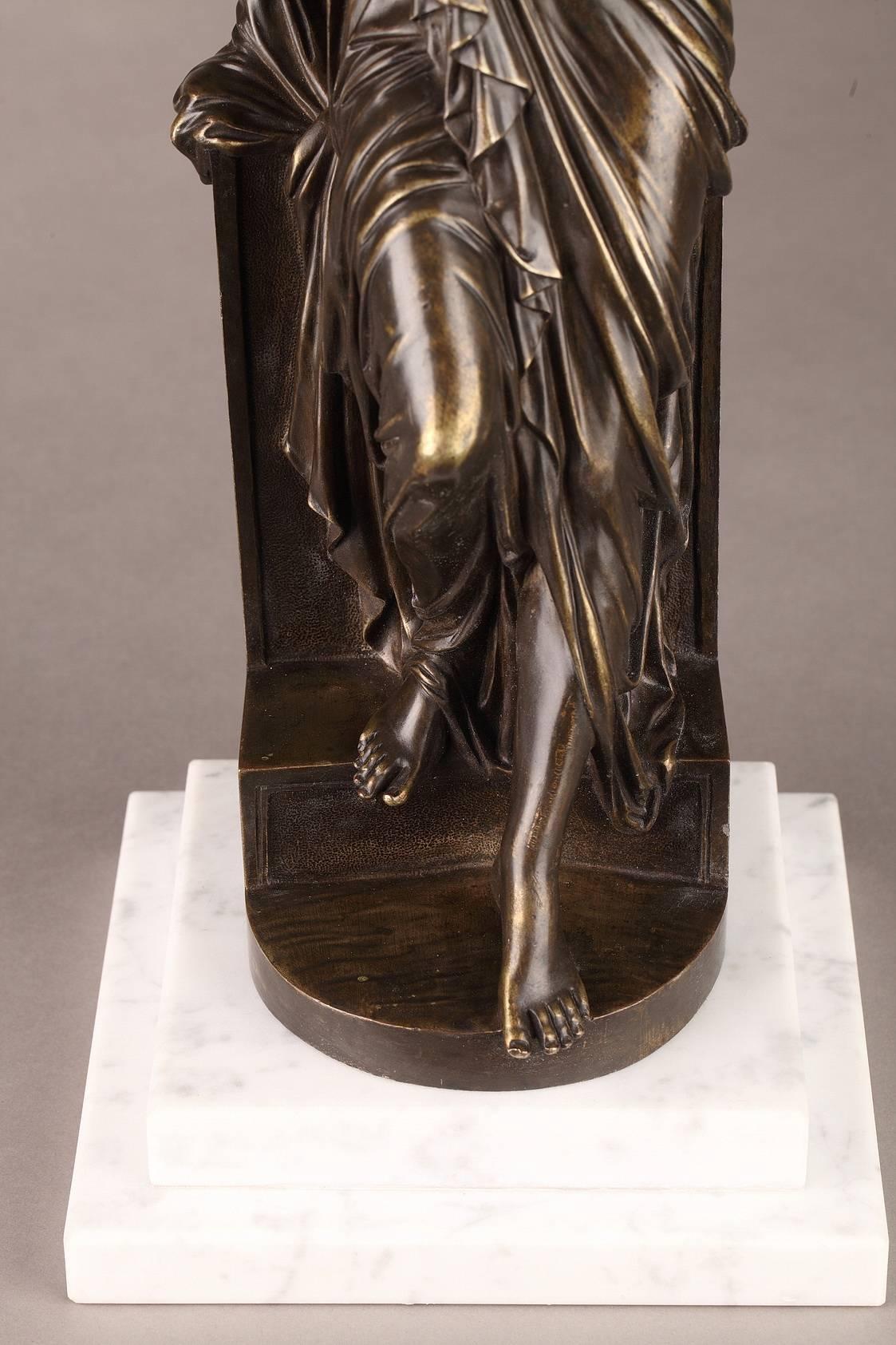 Patinated Late 19th Century Bronze Statue, Suzanne by Eugene-Antoine Aizelin For Sale