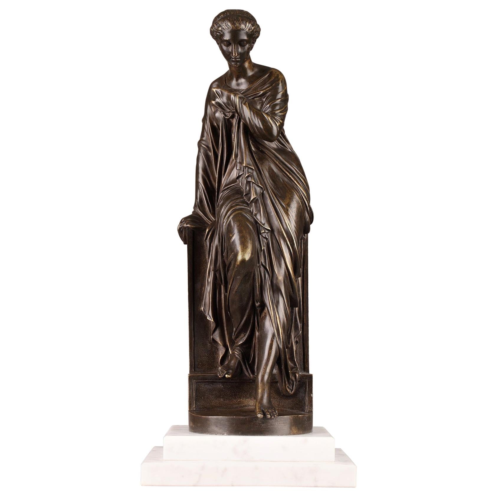 Statue en bronze de la fin du XIXe siècle, Suzanne par Eugene-Antoine Aizelin