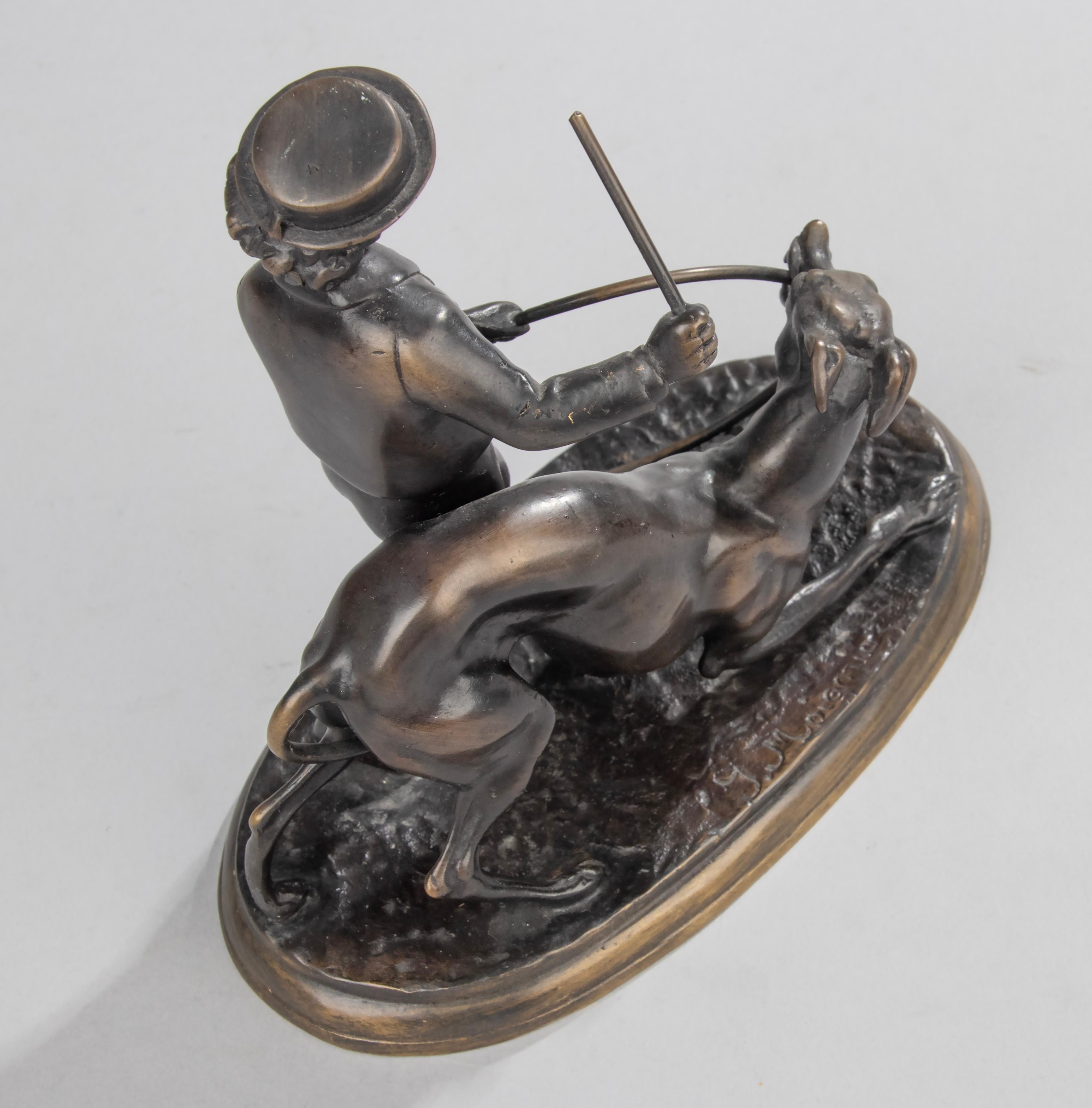 Sculpture en bronze de la fin du XIXe siècle  Garçon jouant avec un Whippet par Jules Moigniez en vente 11