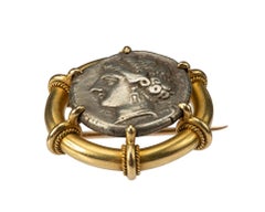 Late 19th-Century Brooch with Greek Coin, by Louis Wièse