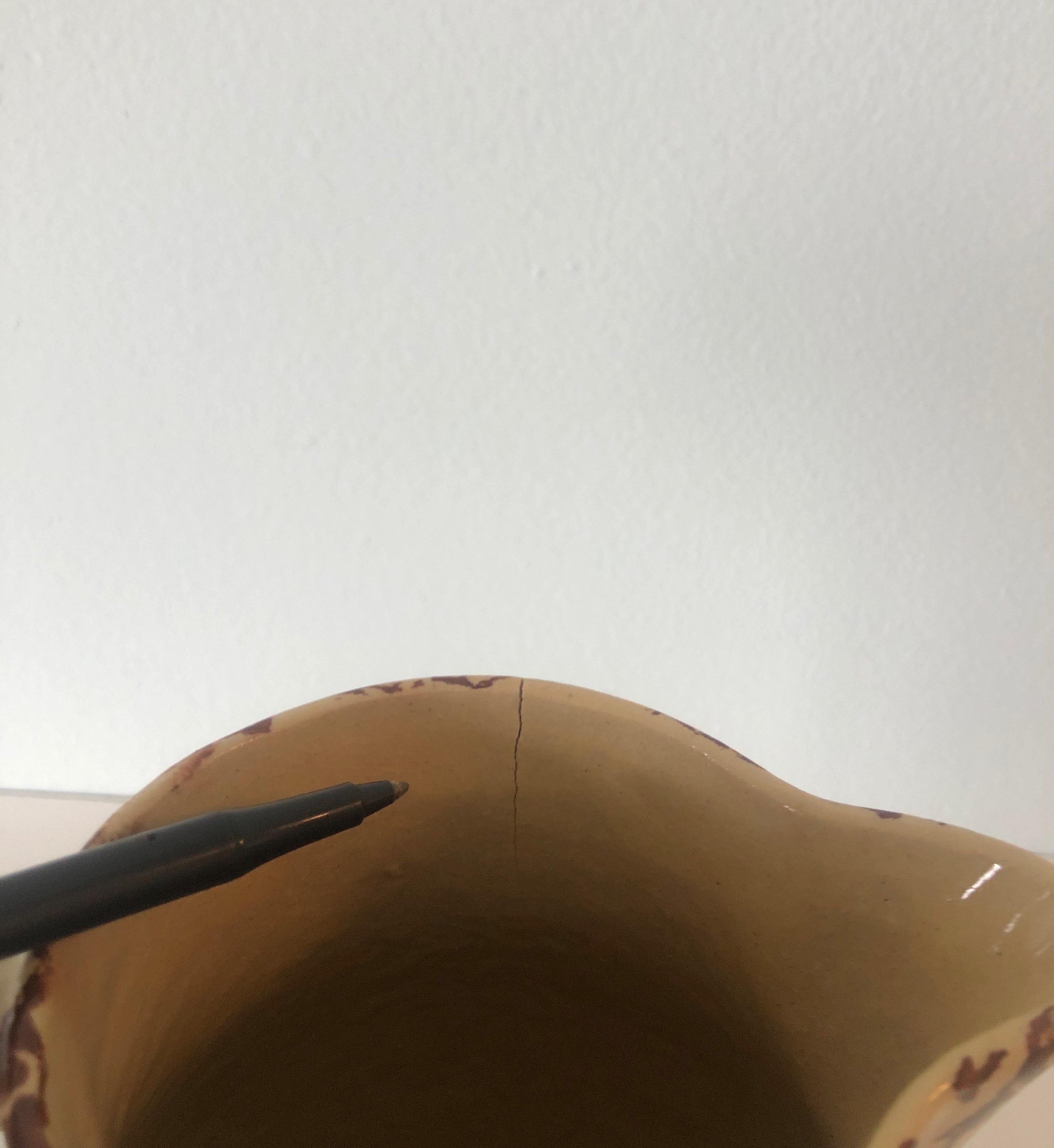 Late 19th Century Brown Spongeware Small Pitcher In Fair Condition In Oakland Park, FL